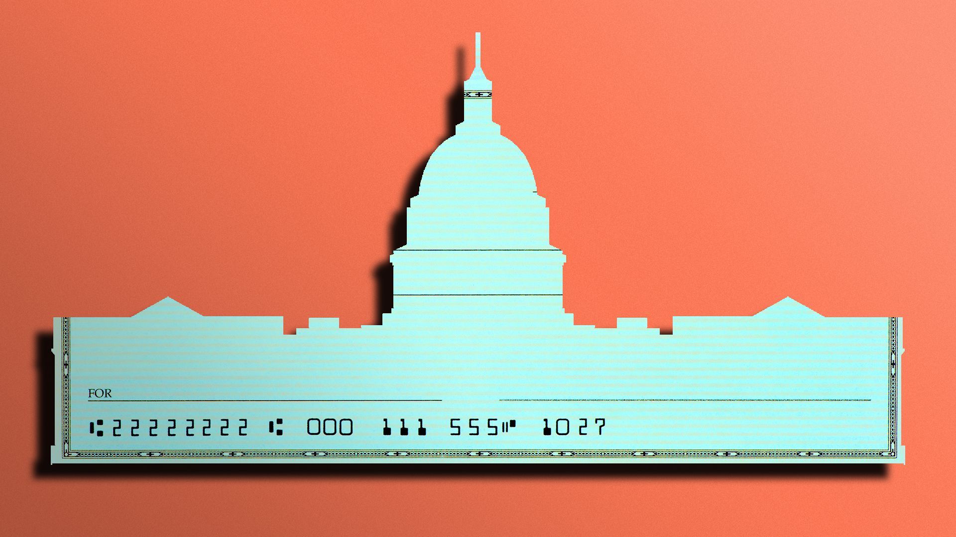 Illustration of a personal check cut into the shape of the Capitol Building