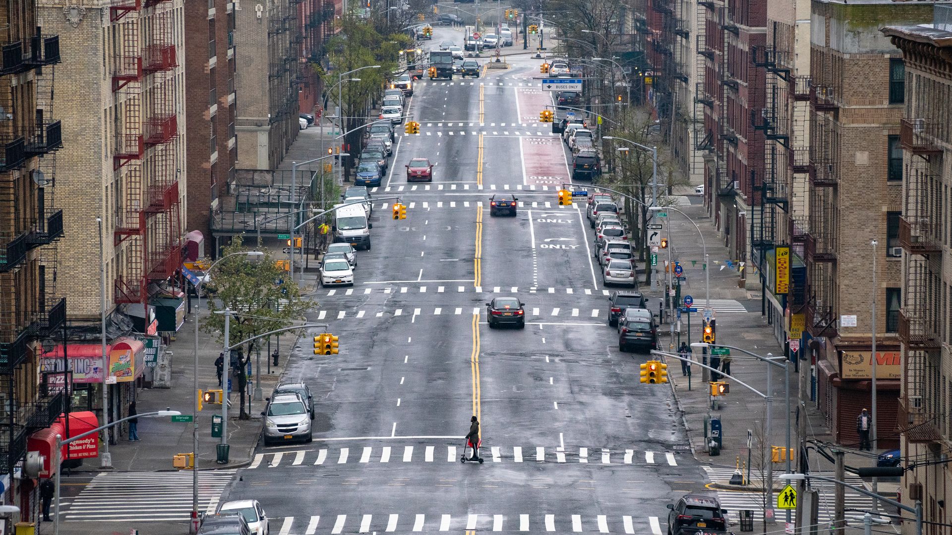 Aerial photo of a New York City street