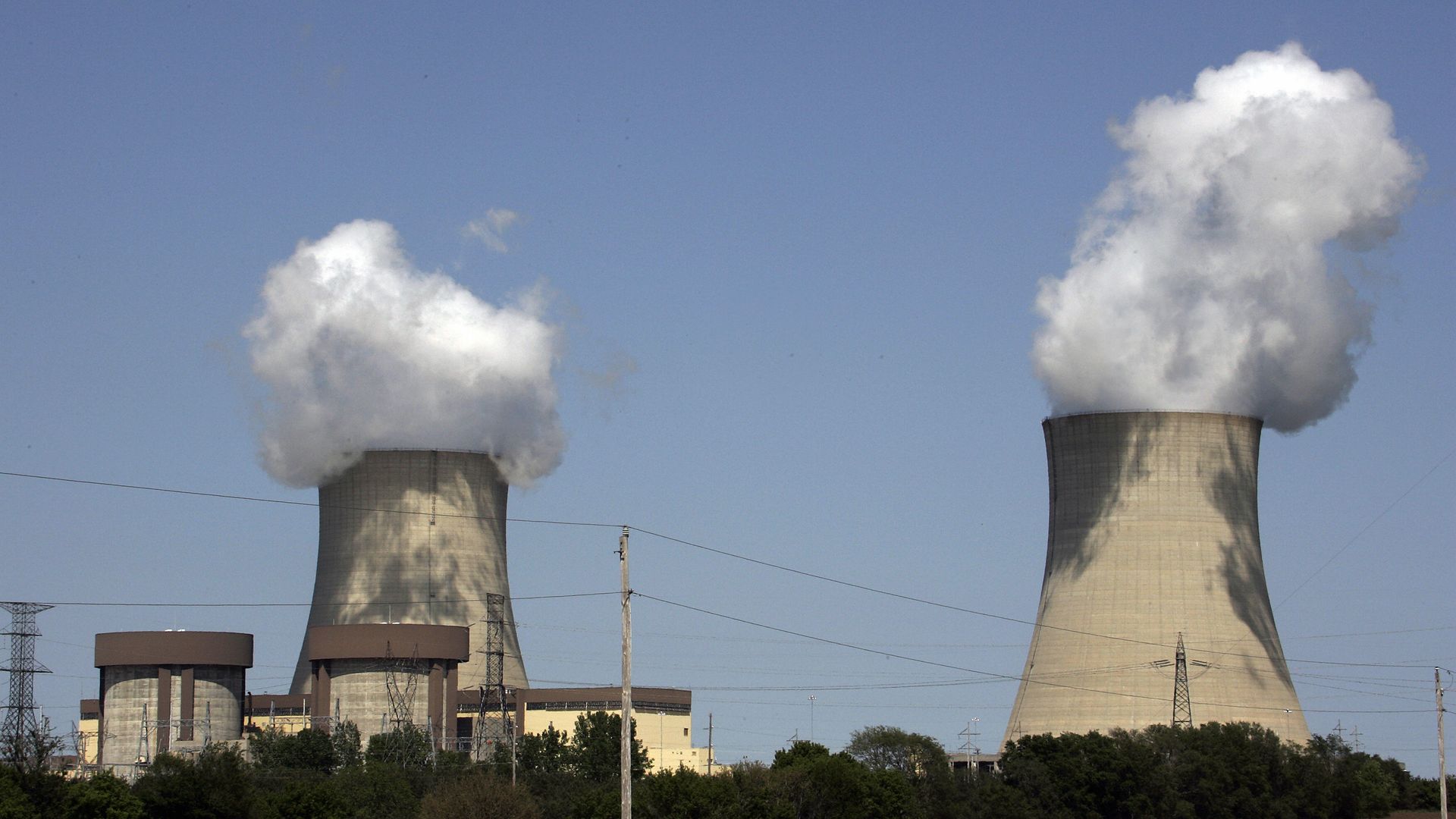 The Exelon Byron Nuclear Generating Stations running at full capacity in Byron, Illinois
