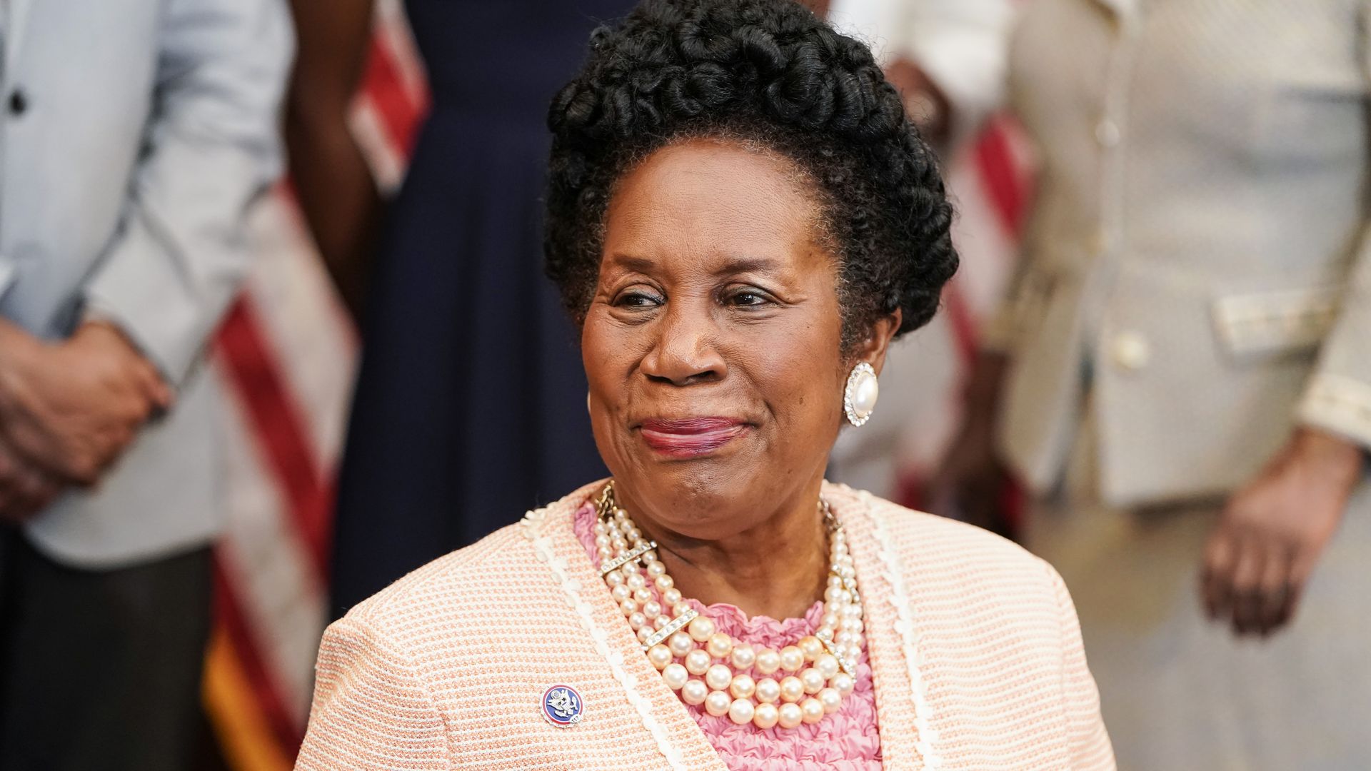 Sheila Jackson Lee smiling. 