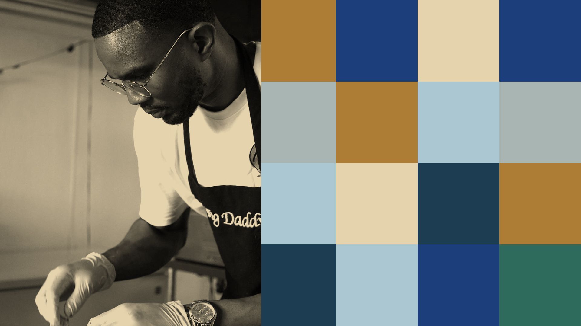 Photo illustration of Brandon Walker surrounded by abstract shapes. 