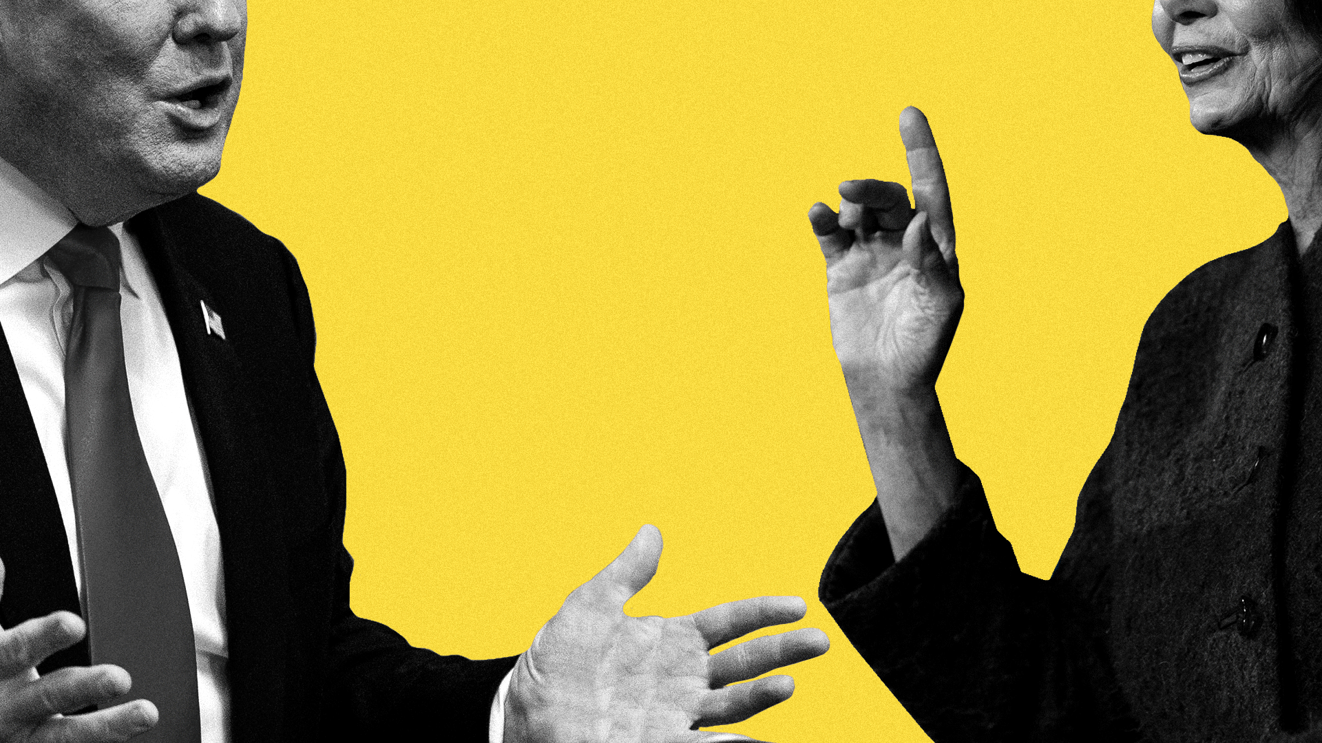 Illustration of President Trump and House Speaker Pelosi.