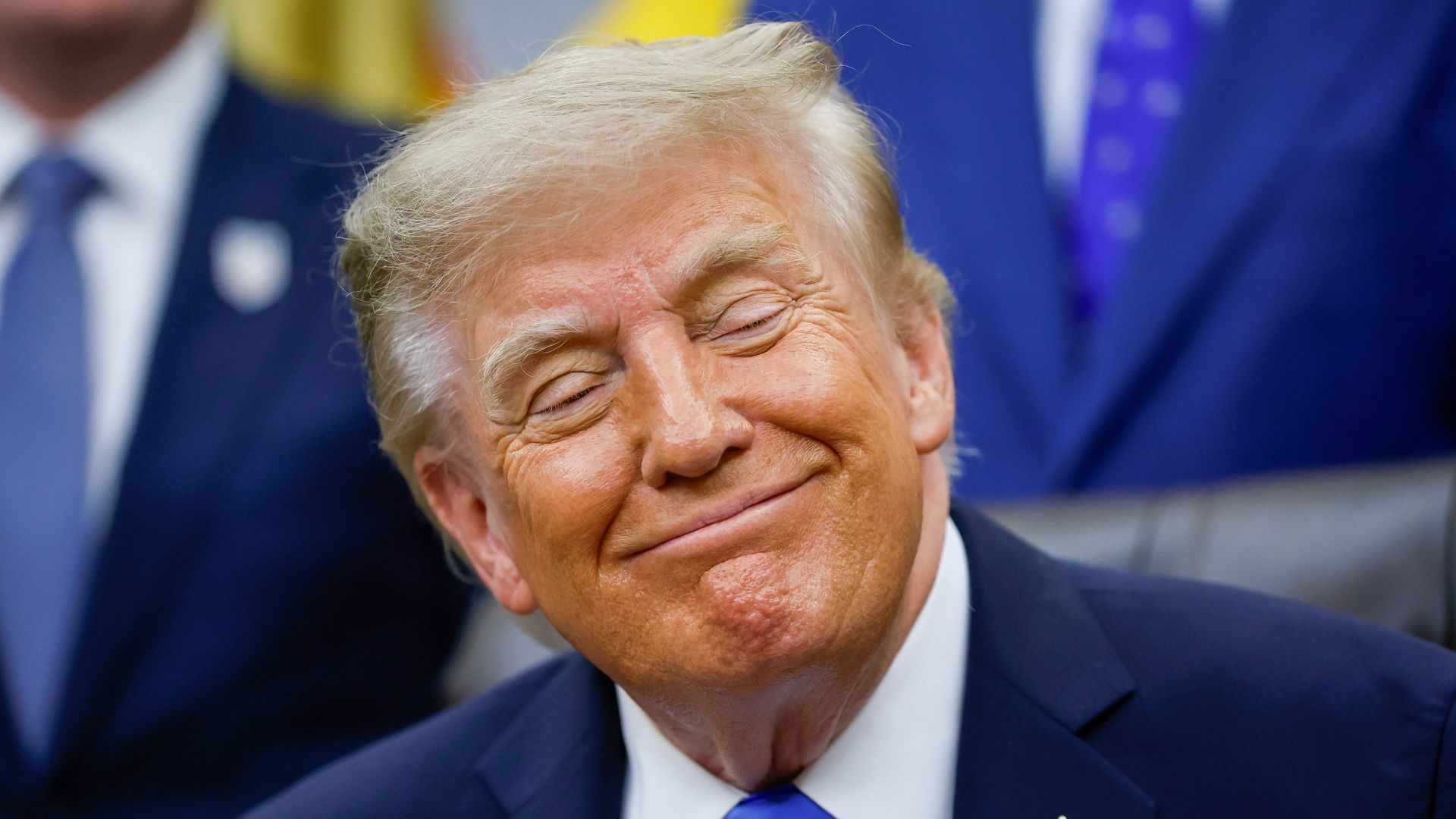 : U.S. President Donald Trump reacts during a meeting with U.S. travel executives in the Oval Office of the White House on September 02, 2026 in Washington, DC. President Trump met with executives from travel companies including American Airlines, Marriott, MGM Resorts, Carnival, Caesars Entertainme
