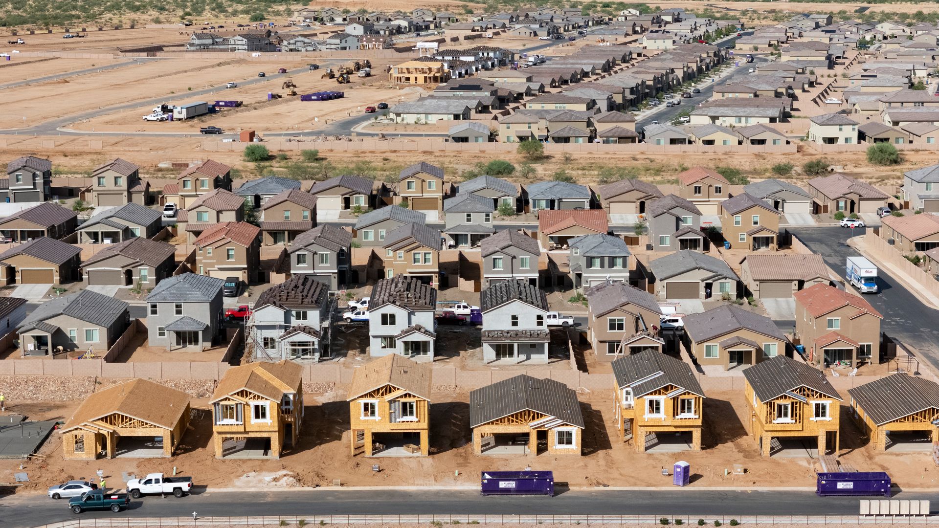 Homes under construction.