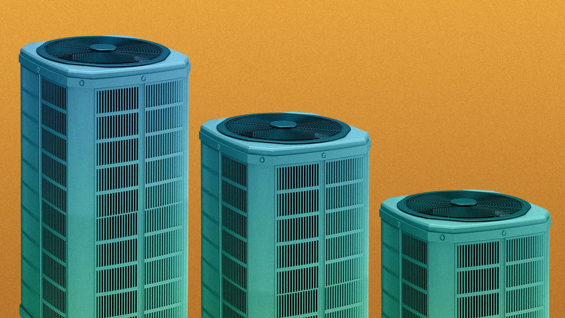 Illustration of a bar chart made of air conditioning units.