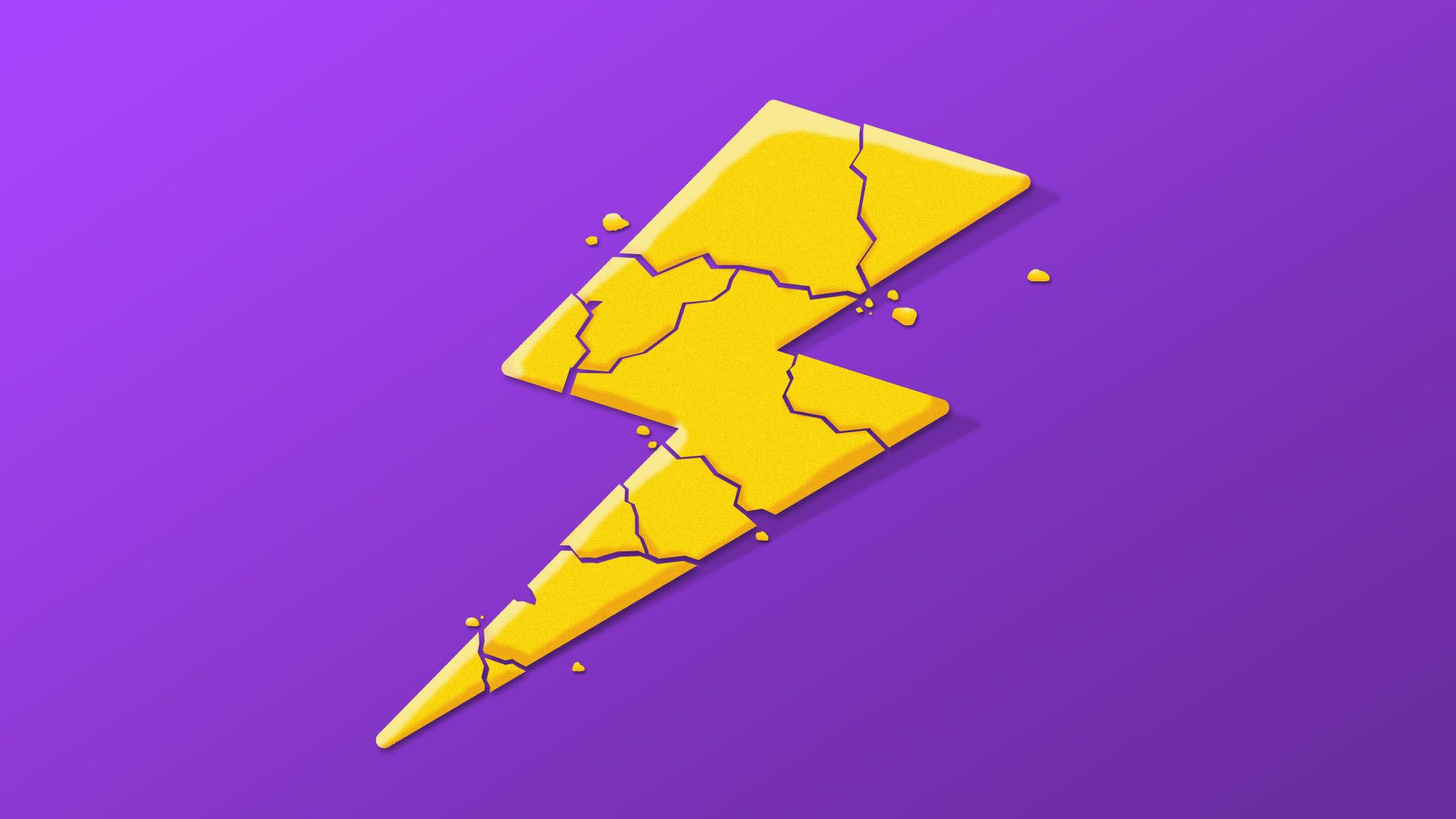 Illustration of a broken and crumbling lightning bolt