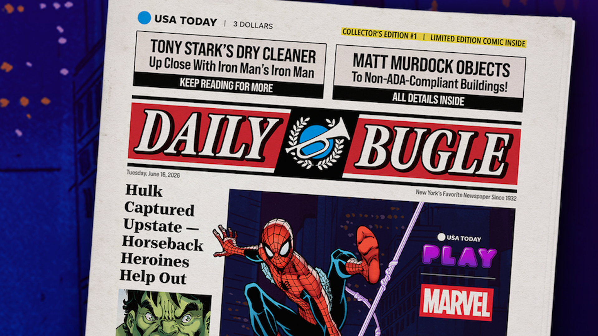 Spider-Man TODAY Cover - Credit: Marvel Comics, Todd Nauck/Rachelle Rosenberg
USA TODAY Wrap Cover - Credit: USA TODAY