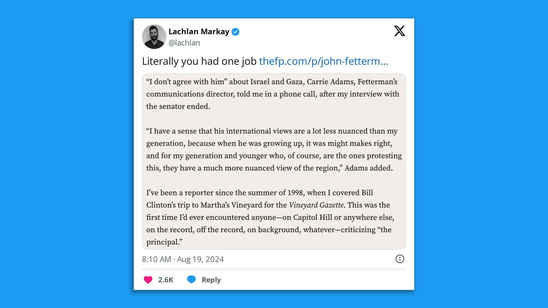 Image of tweet from Lachlan Markay