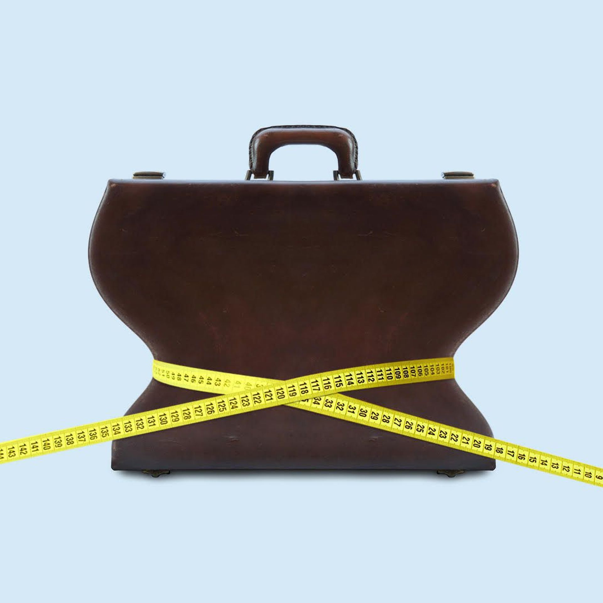 Illustration of measuring tape wrapped around a briefcase