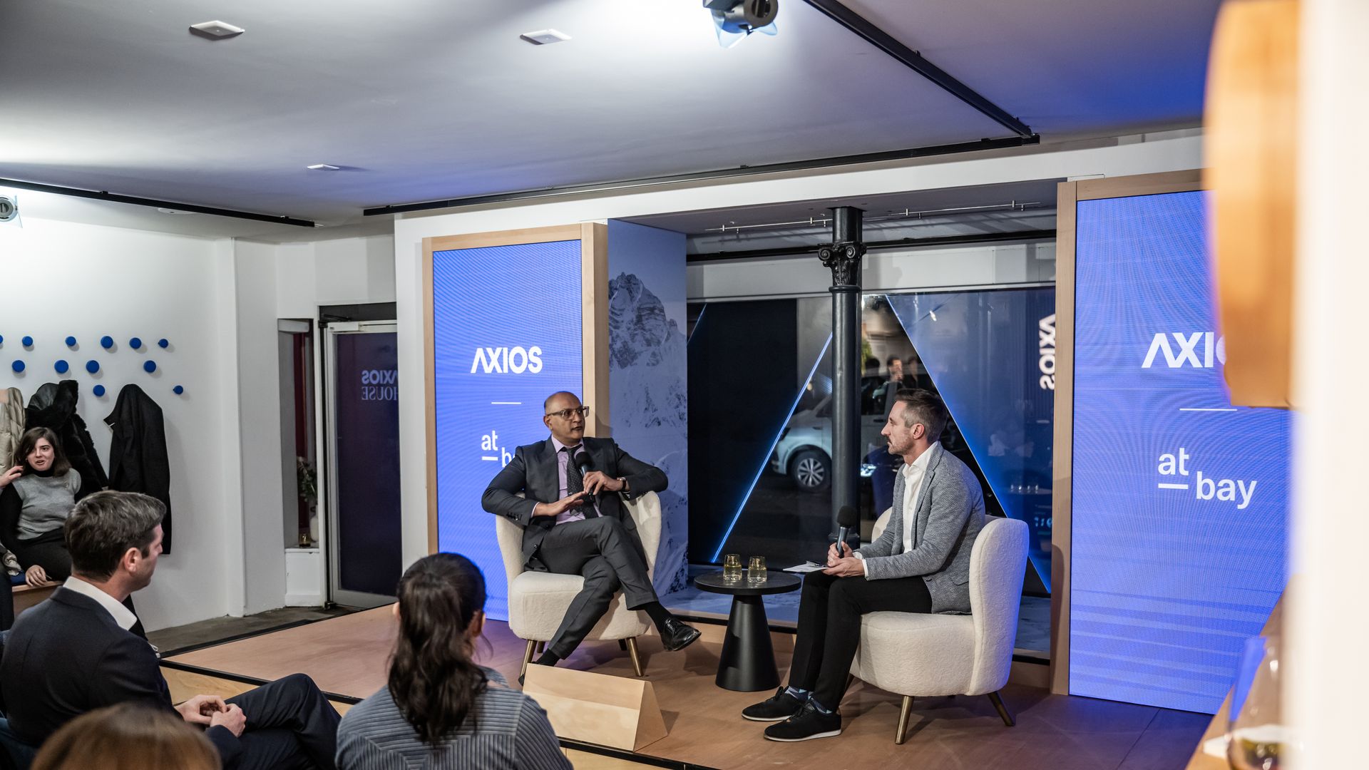 Jeetu Patel, executive vice president and general manager of security and collaboration for Cisco, on stage at Axios House in Davos.