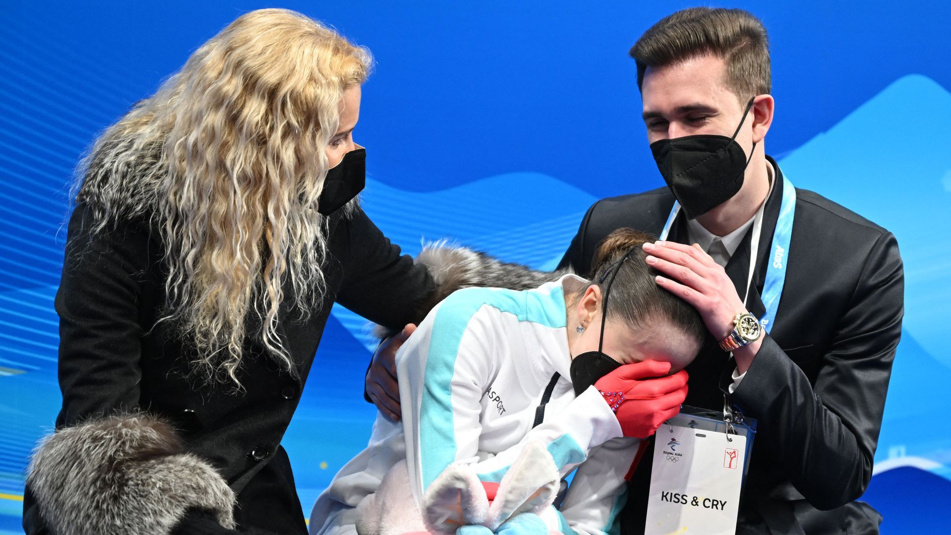 Kamila Valieva cries after completing her disastrous long program.