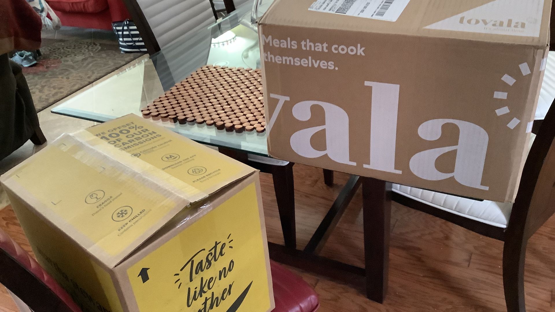 Boxes of ready-to-cook meals 