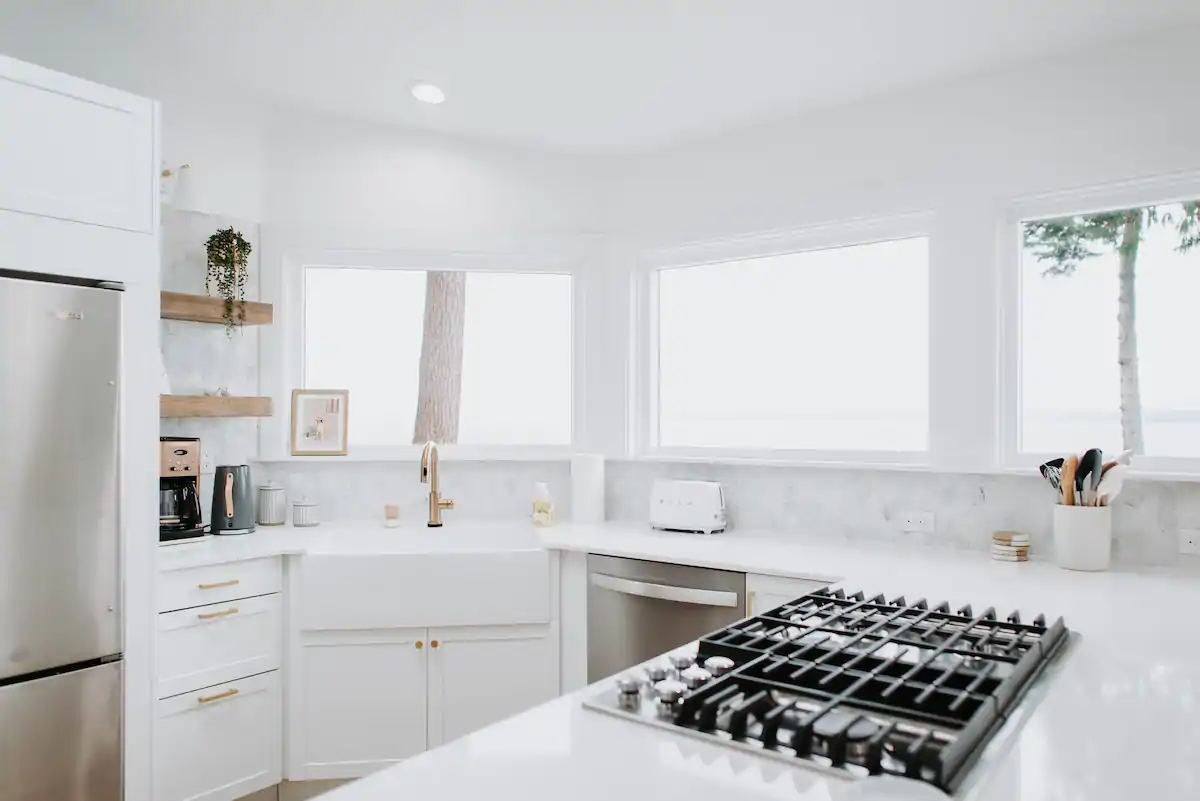 View of modern white kitchen