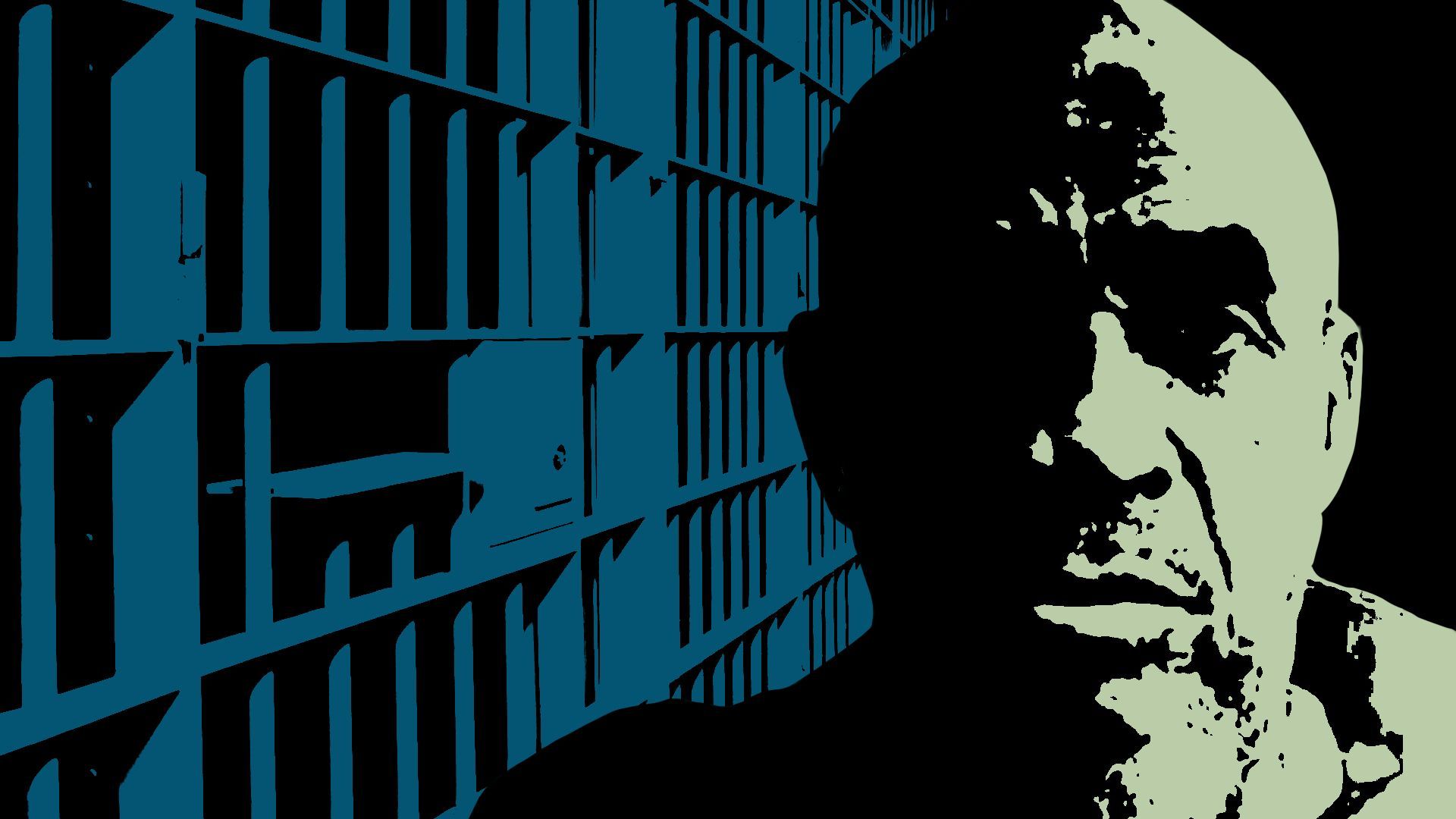 Photo illustration of Michael White in front of prison bars.