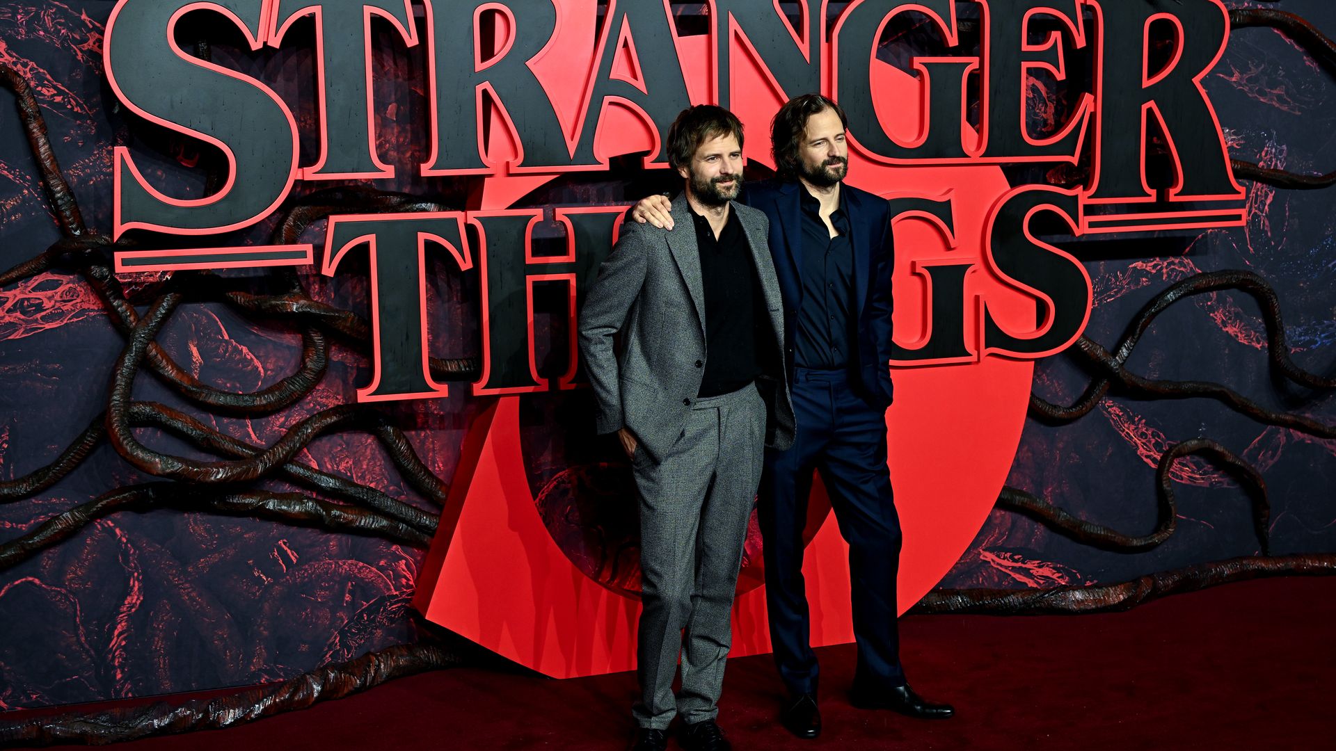 Durham natives Ross Duffer and Matt Duffer attend the "Stranger Things 5" UK Special Screening at Odeon Luxe Leicester Square on Nov. 13, 2025 in London. Photo: Kate Green/Getty Images