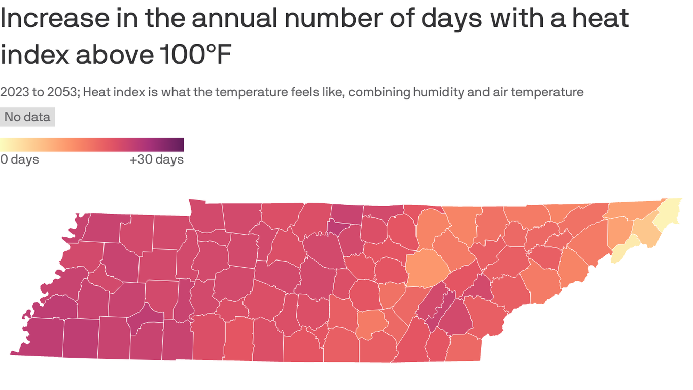 Nashville's increase in 100° heat index days Axios Nashville