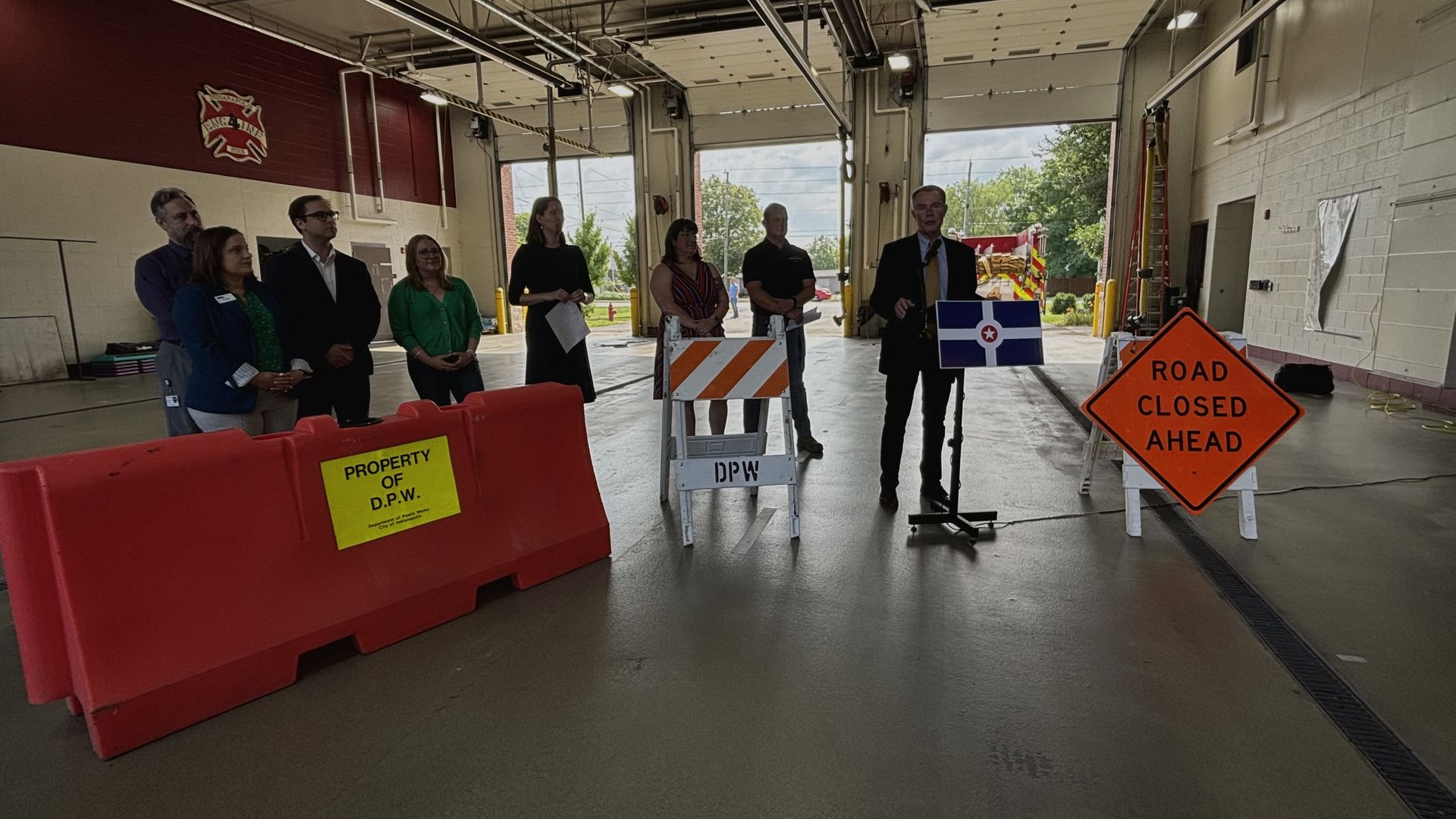 People standing in a garage