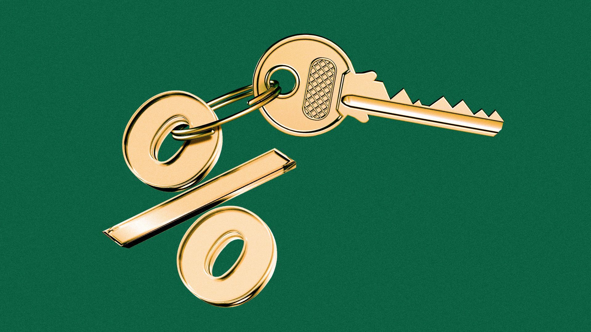 Illustration of a set of keys with a percent sign keychain