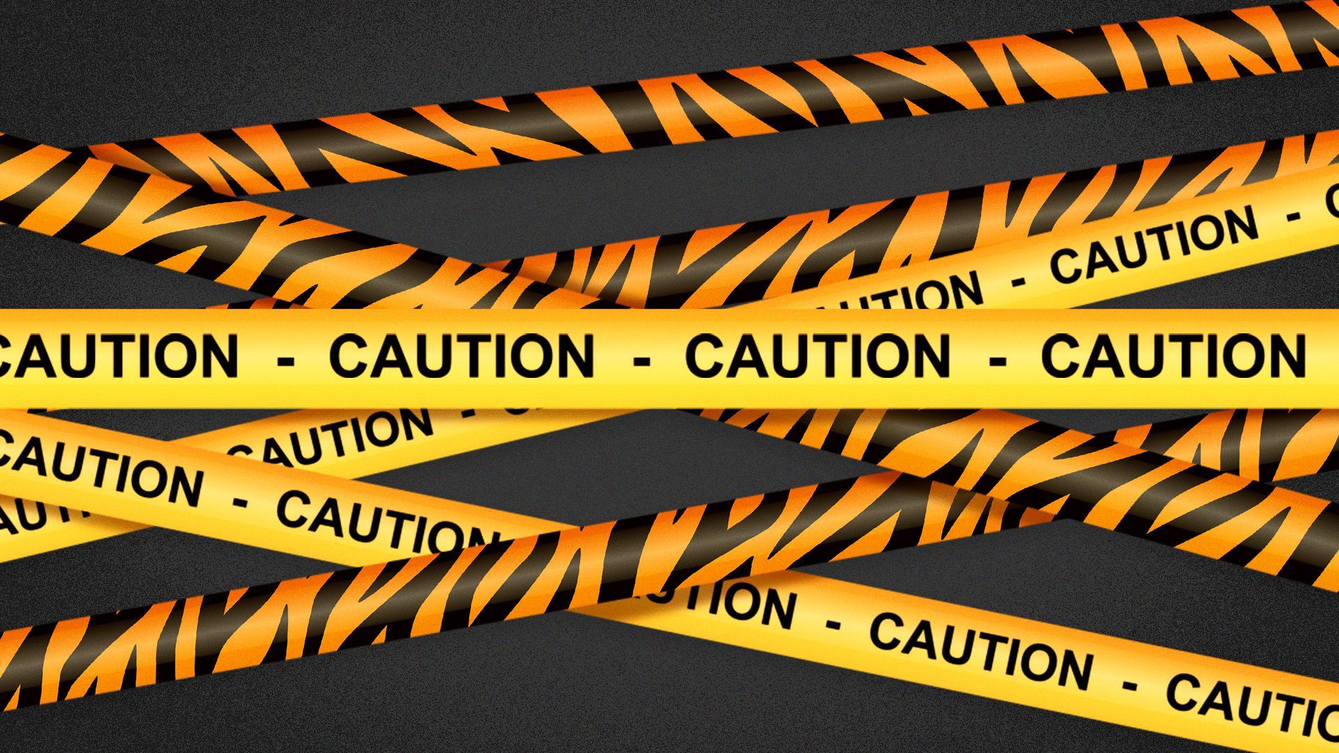 Illustration of yellow caution tape with tiger stripes.