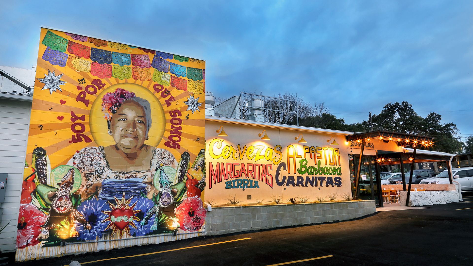 A mural beside a South Austin taqueria.