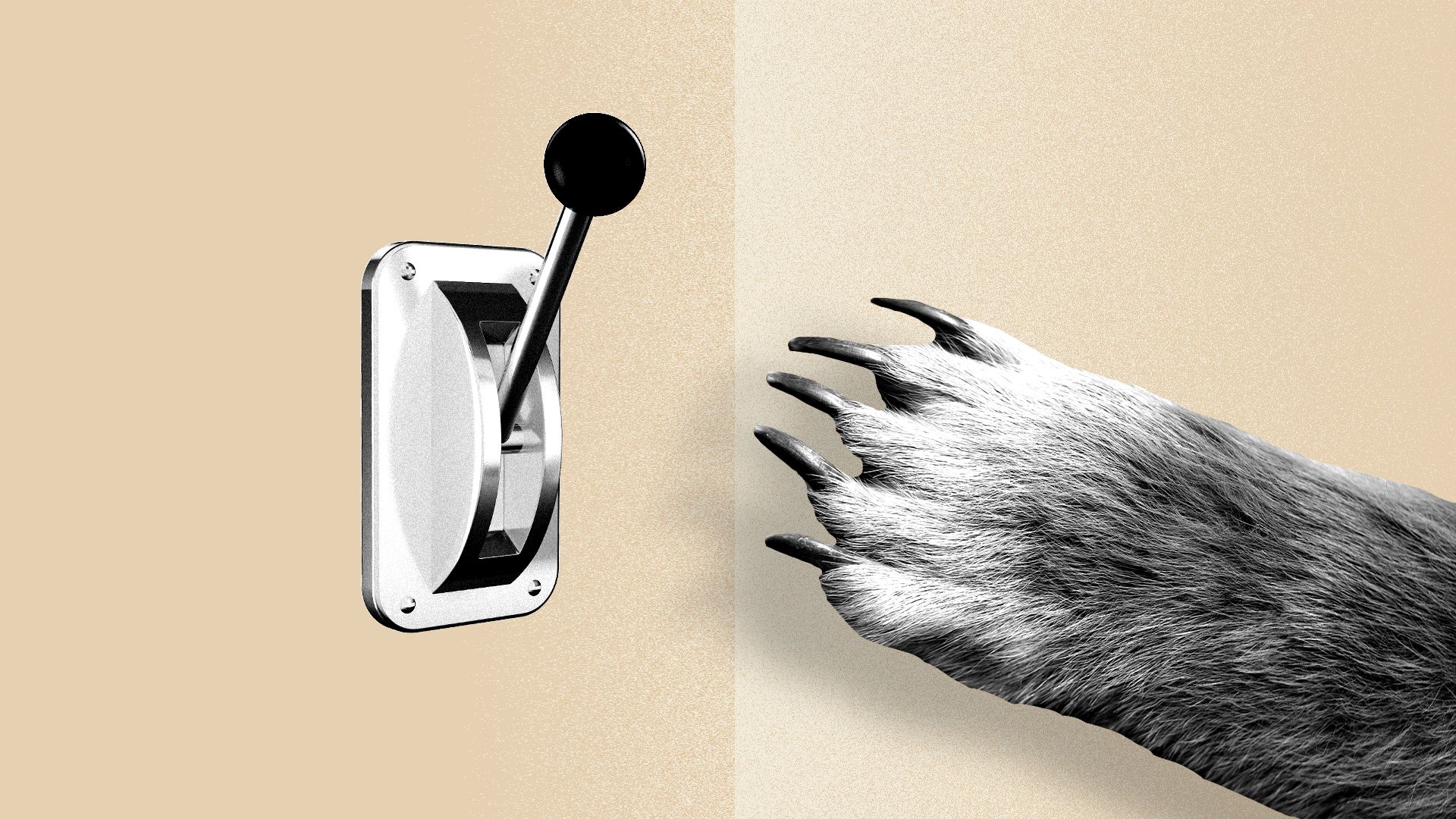 Illustration of a bear claw reaching out for a lever.