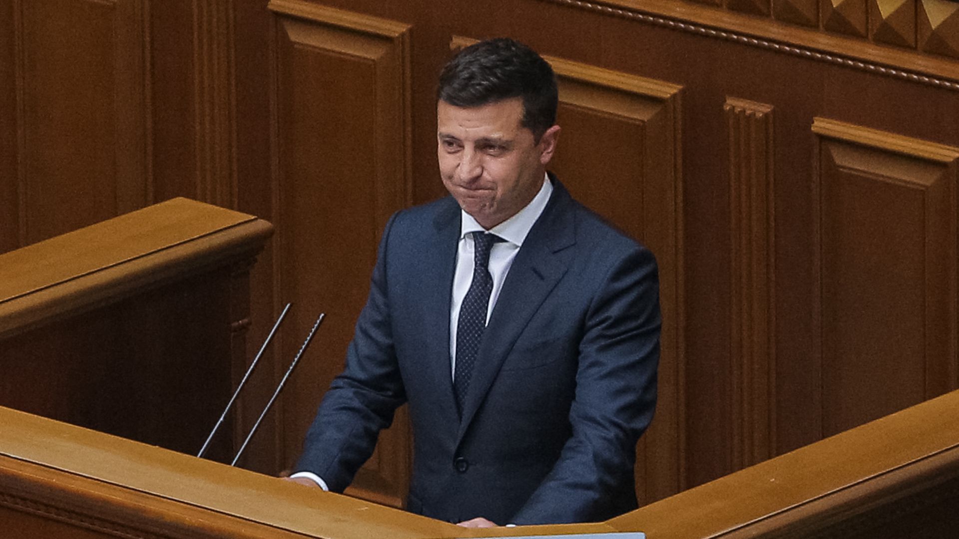 President of Ukraine Volodymyr Zelensky attends a festive meeting in a Parliamentary Hall in Kyiv, Ukraine, July 16
