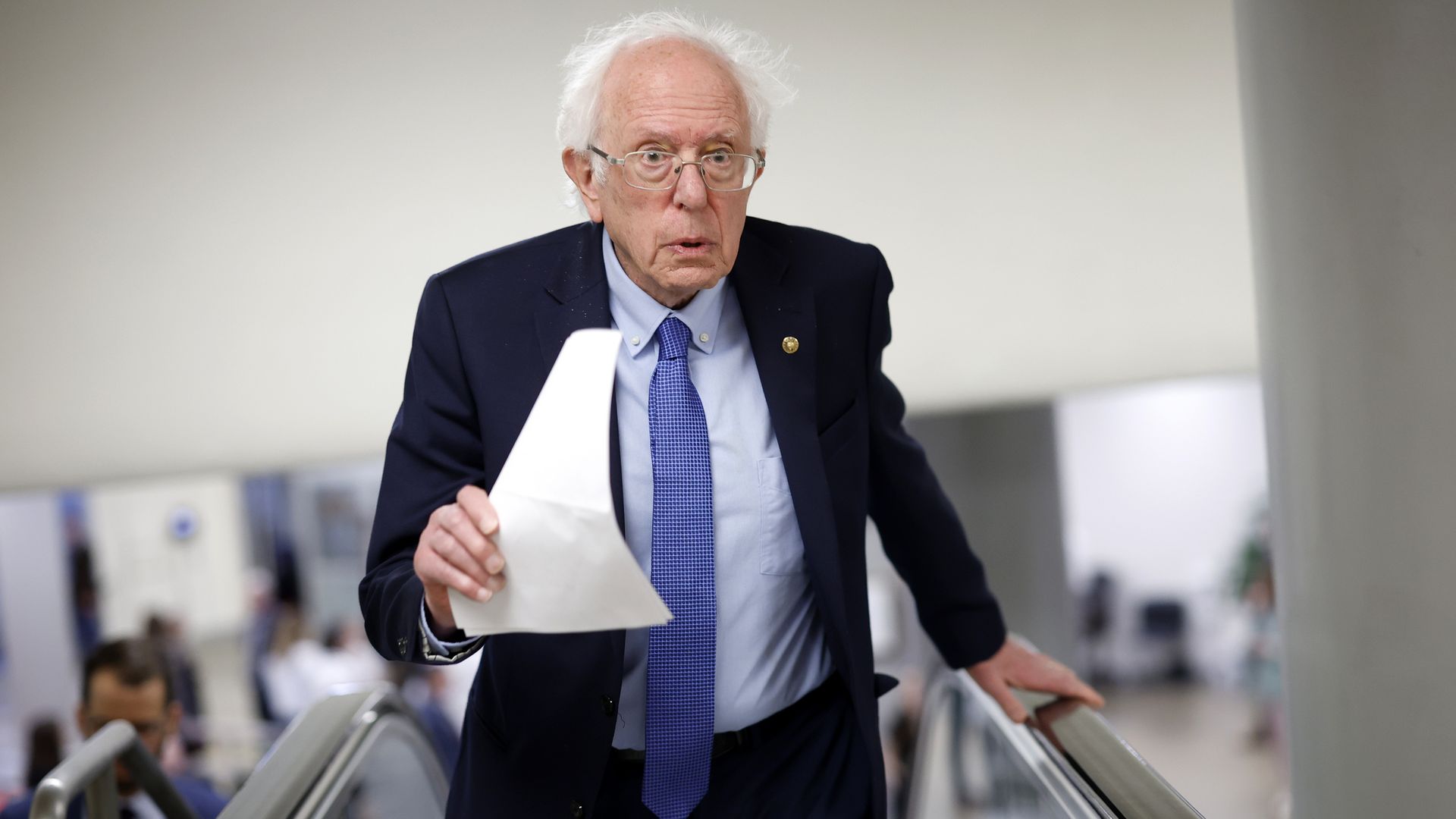 Sen. Bernie Sanders (I-VT) walks to the Senate chamber at the U.S. Capitol on April 23, 2024 in Washington, DC. 