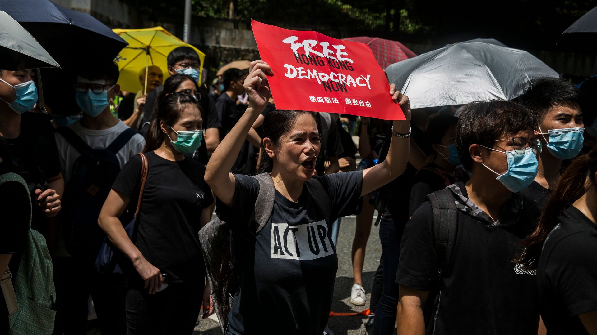 Protesters gather outside the Central Government Offices during a rally against a controversial extradition bill in Hong Kong on June 27.
