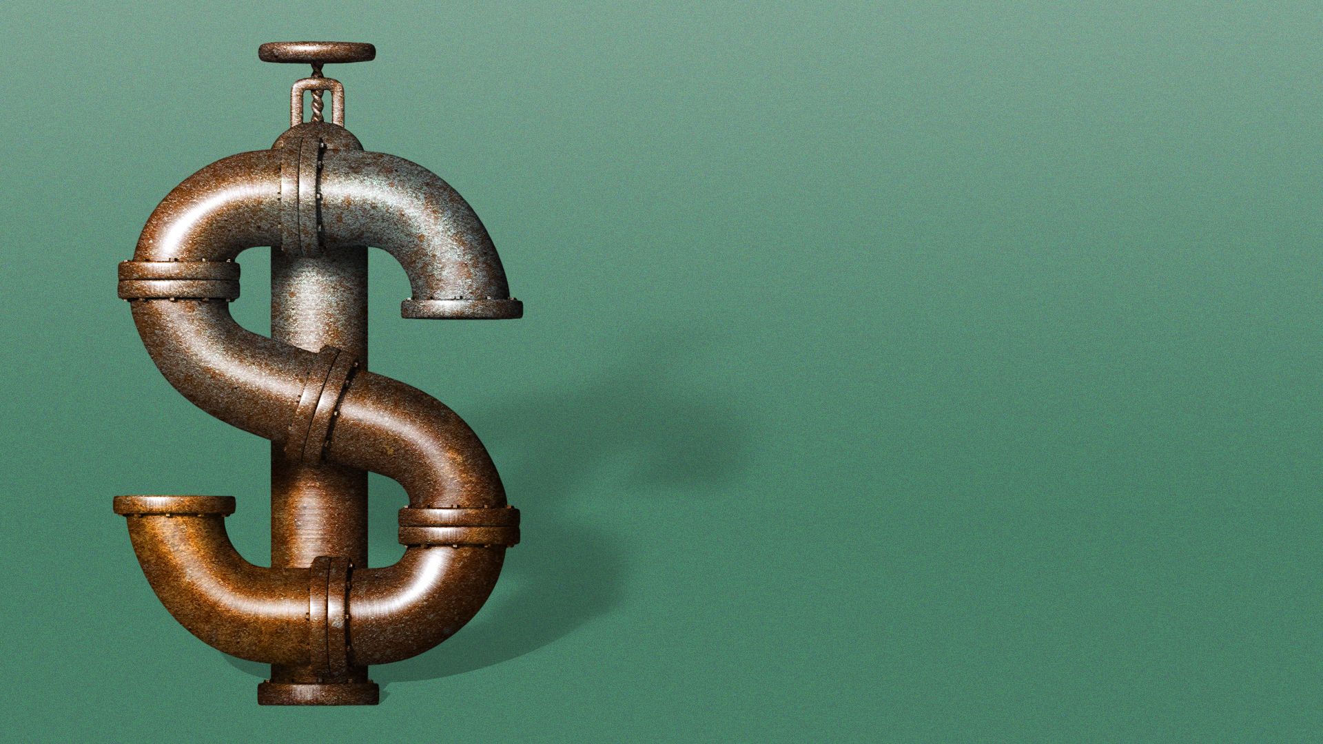 Illustration of pipes shaped like a dollar sign.
