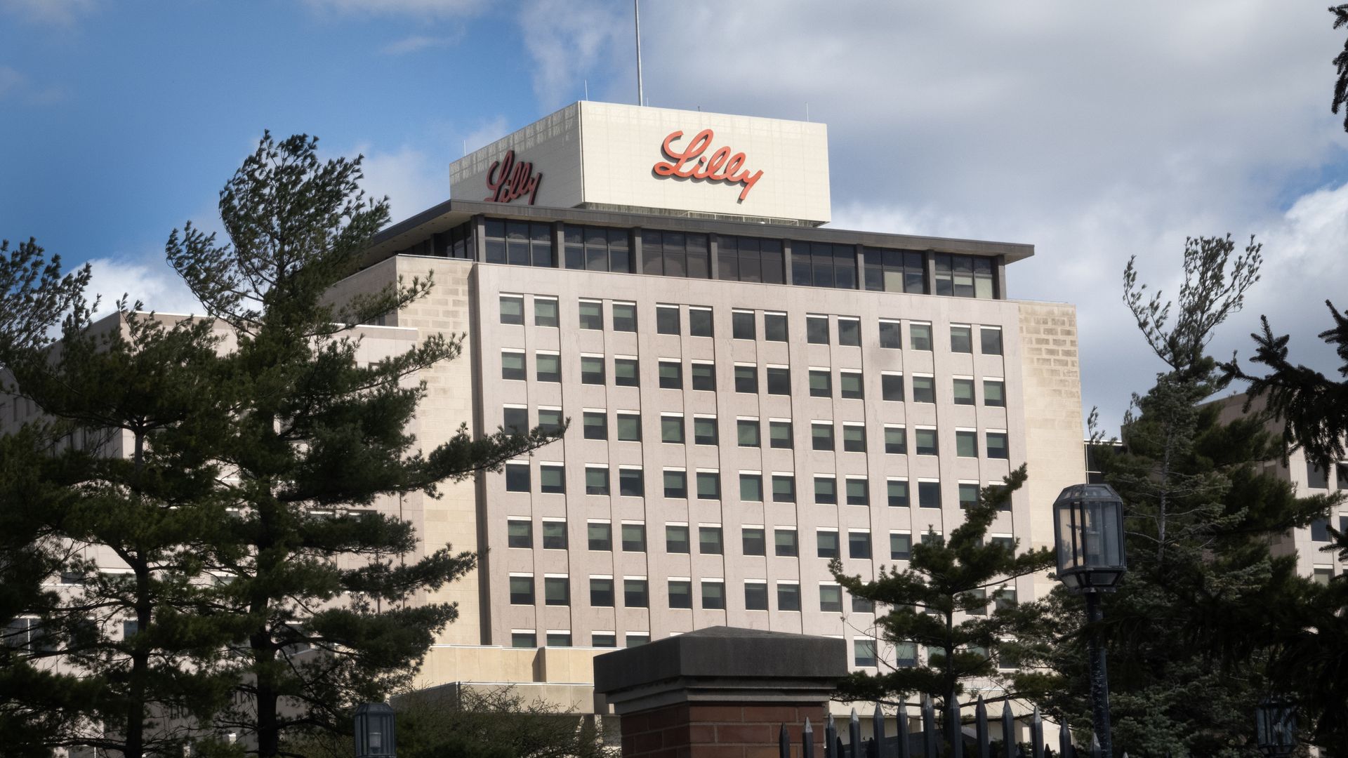 The Eli Lilly headquarters building.