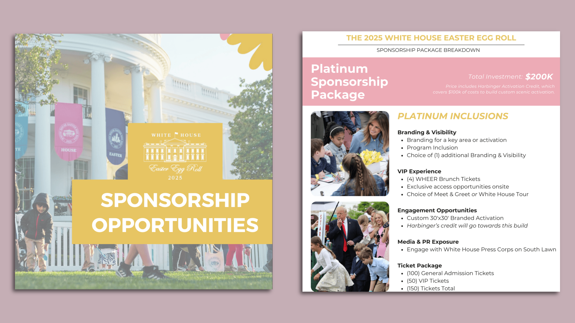 A slide showing sponsorship opportunities for the White House egg roll.