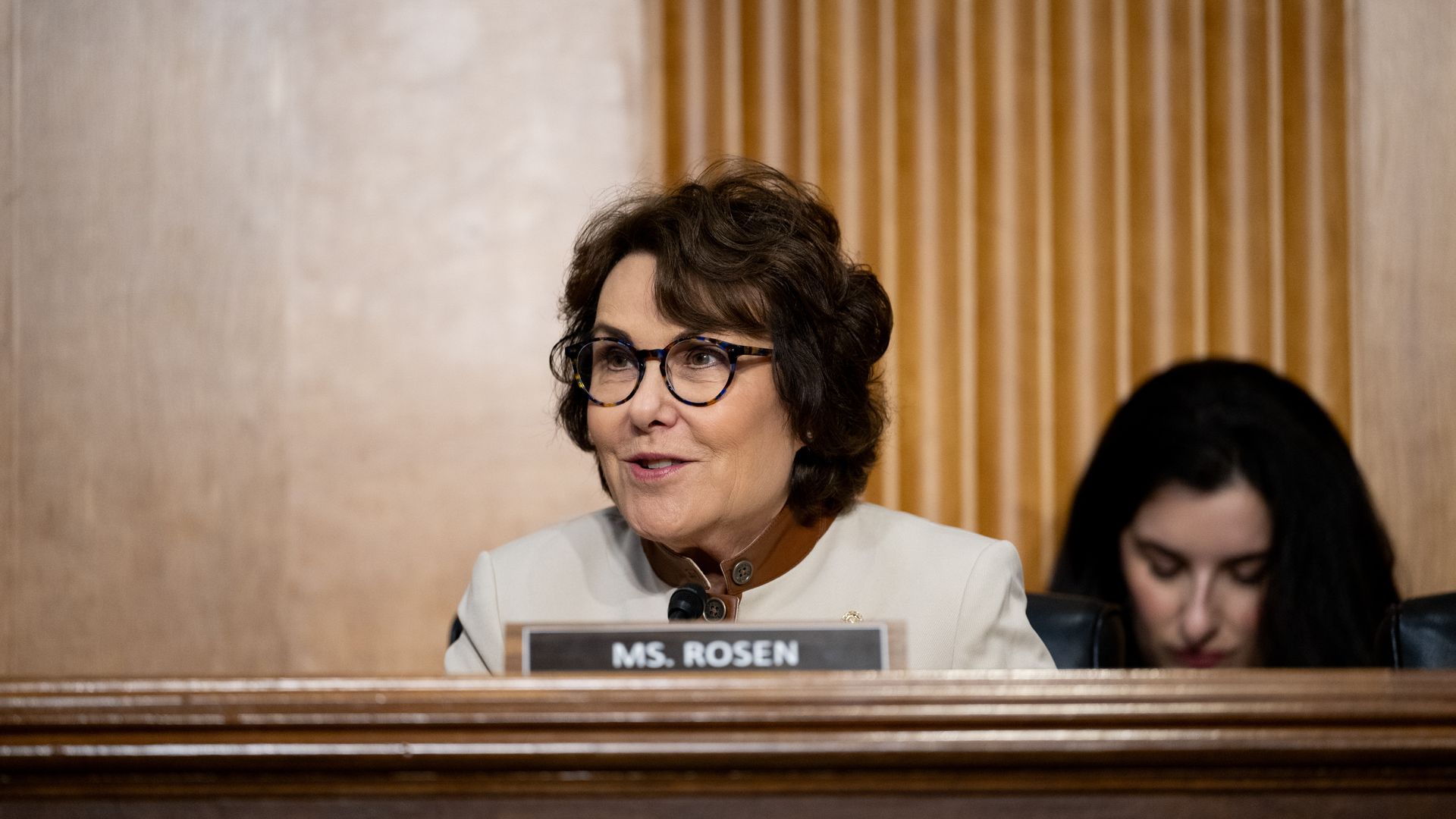 Senator Jacky Rosen, a Democrat from Nevada, during a Senate Foreign Relations Committee confirmation hearing in Washington, DC, US, on Thursday, April 3, 2025.