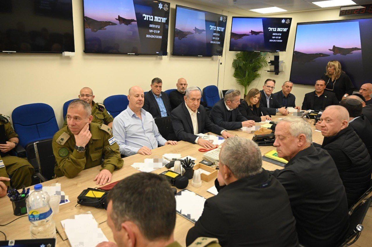 Israel's war cabinet, chaired by Prime Minister Benjamin Netanyahu, meets in Tel Aviv yesterday.