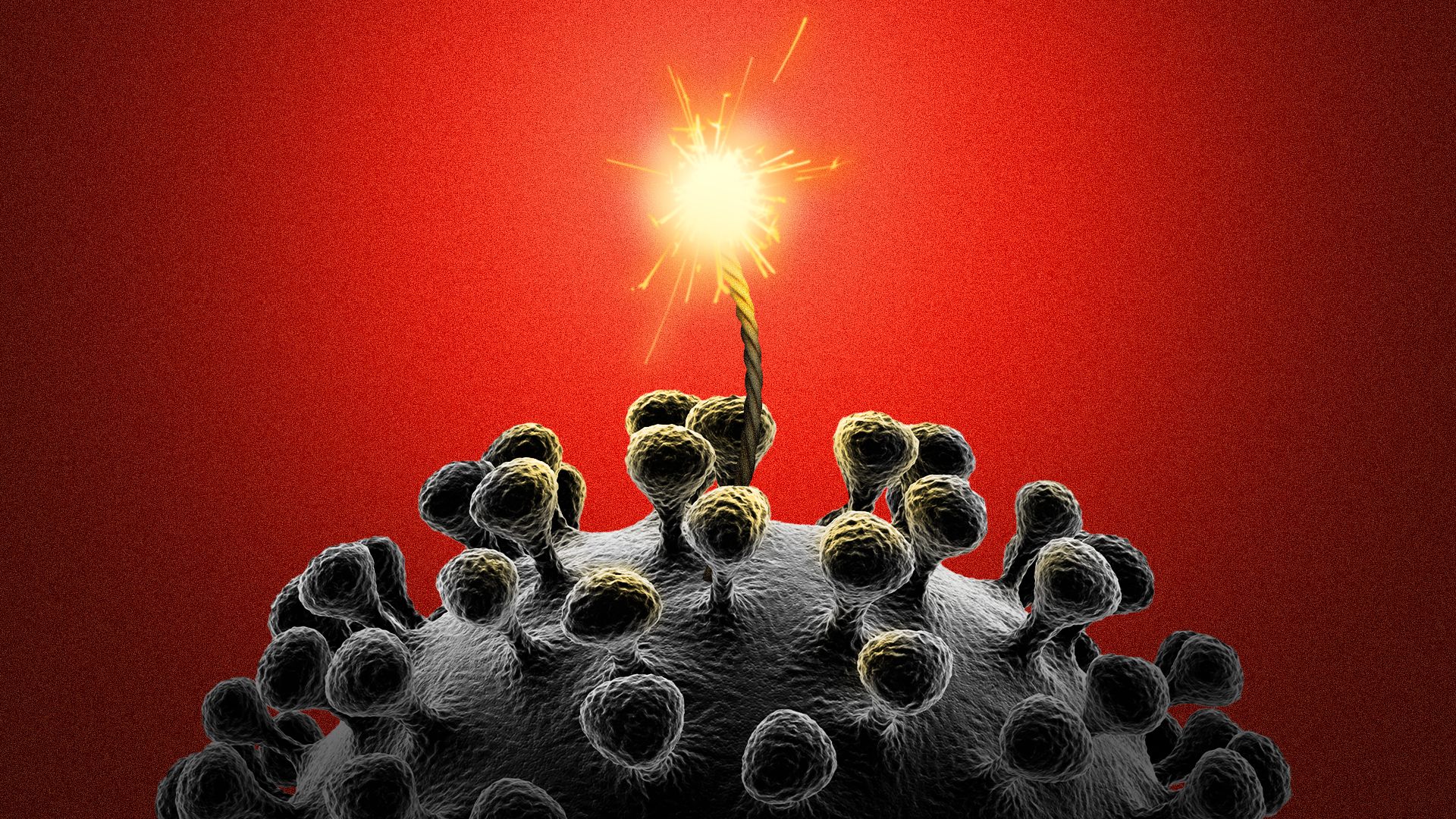 Illustration of a pathogen with a lit fuse like a bomb