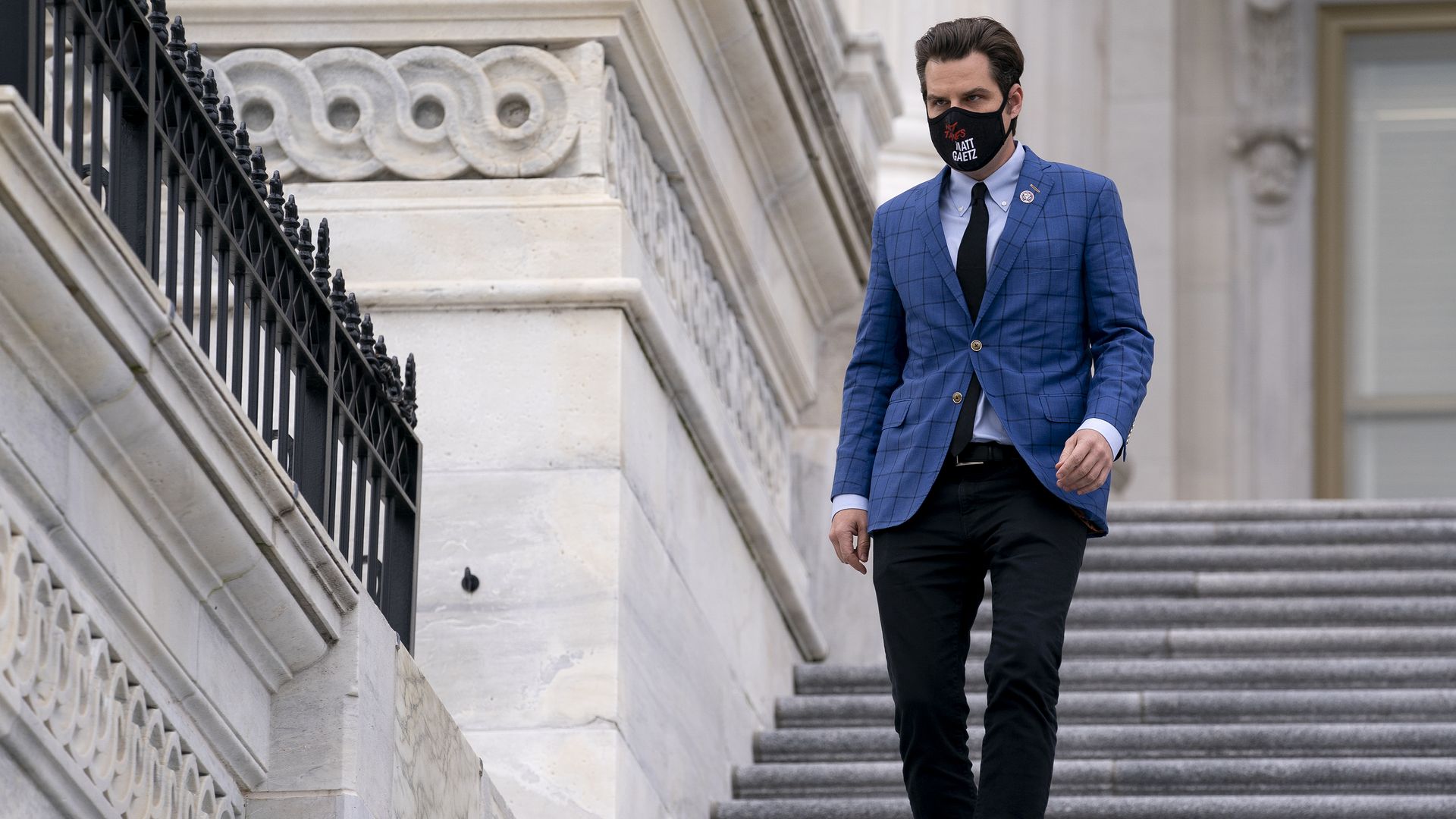 Rep. Matt Gaetz (R-Fla.) walking out of the Capitol in January 2021.