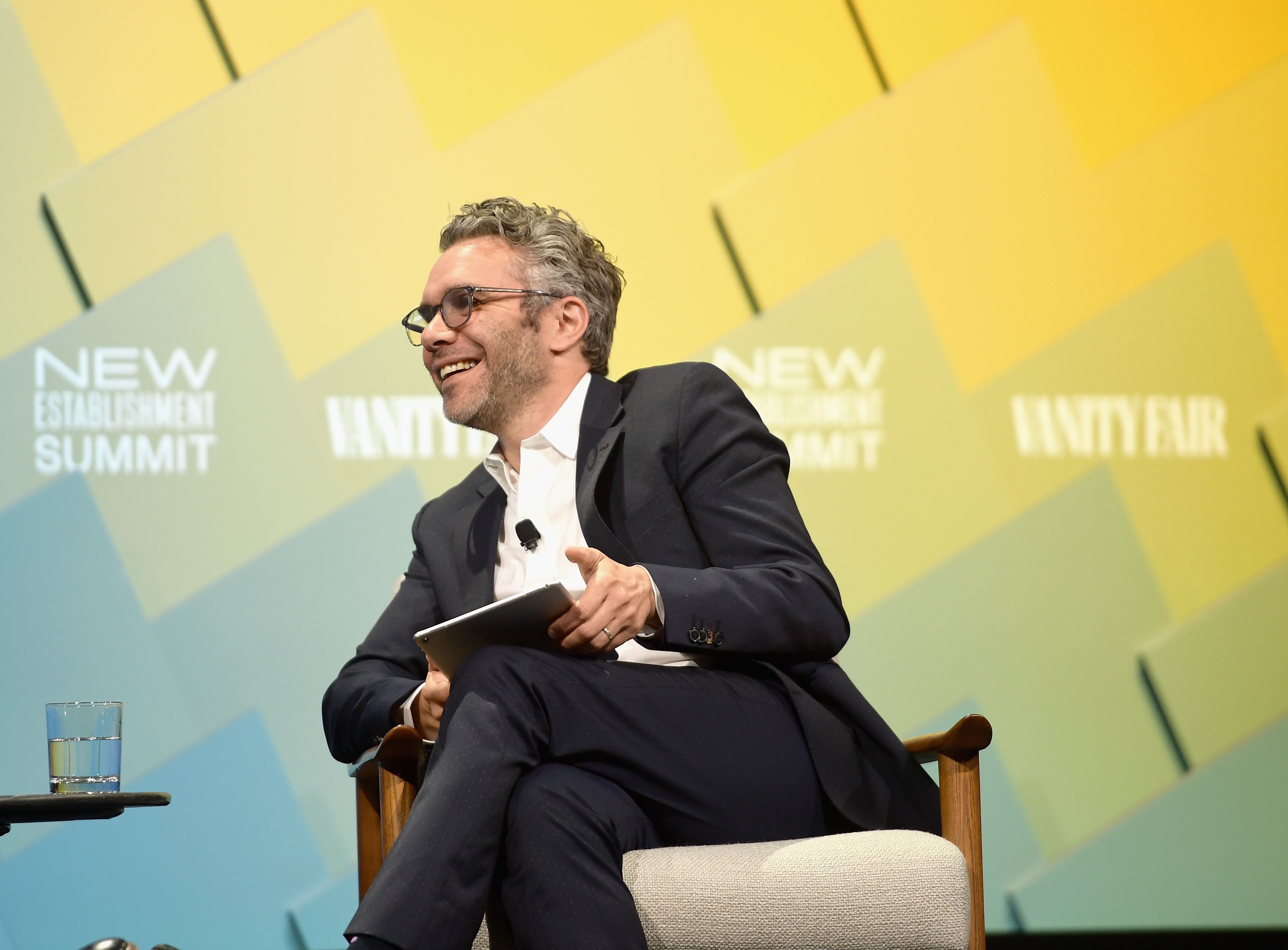 Nick Bilton speaks onstage at the Vanity Fair New Establishment Summit in 2018