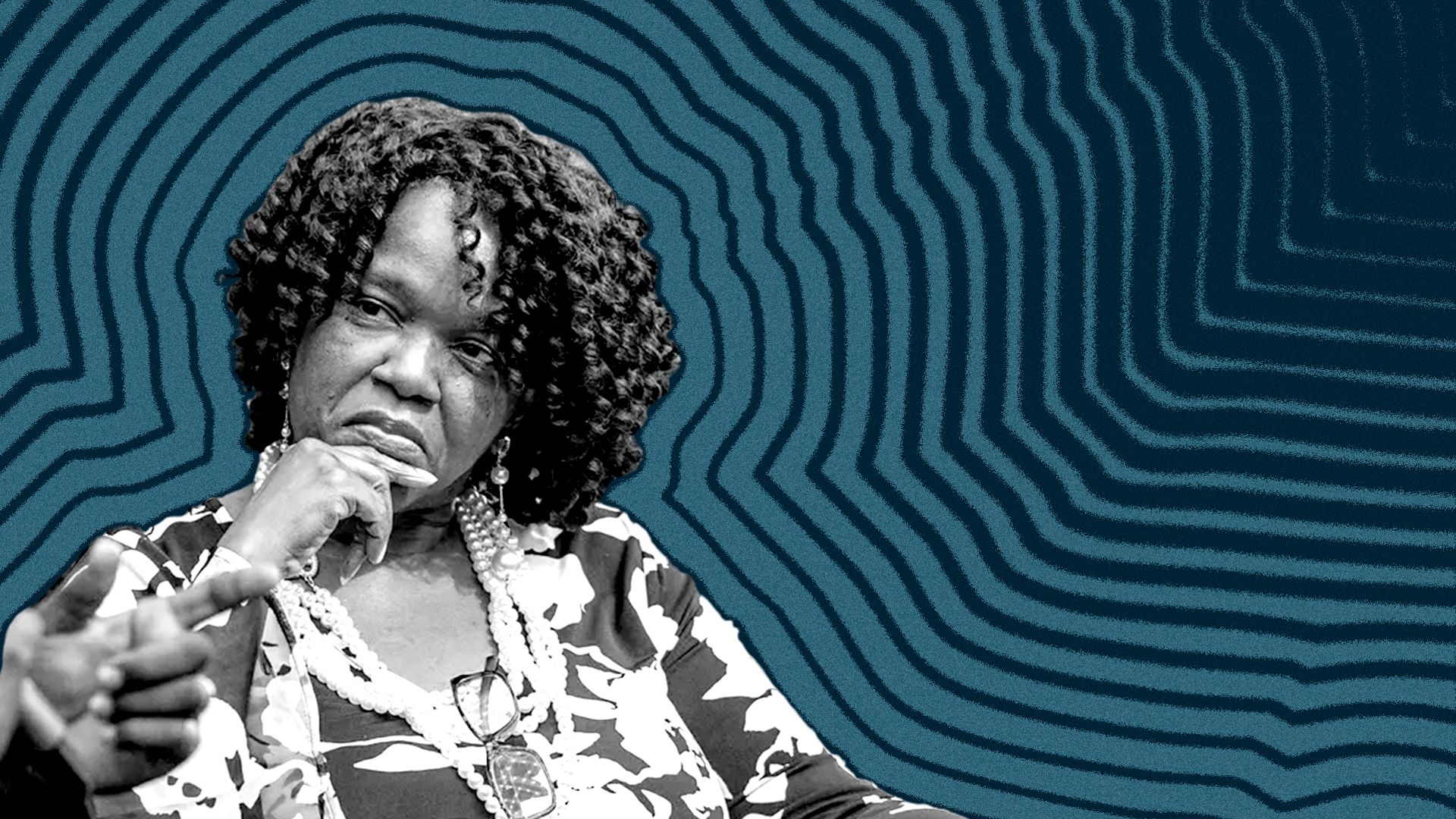 Photo illustration of Tonya McClary with lines radiating from her.