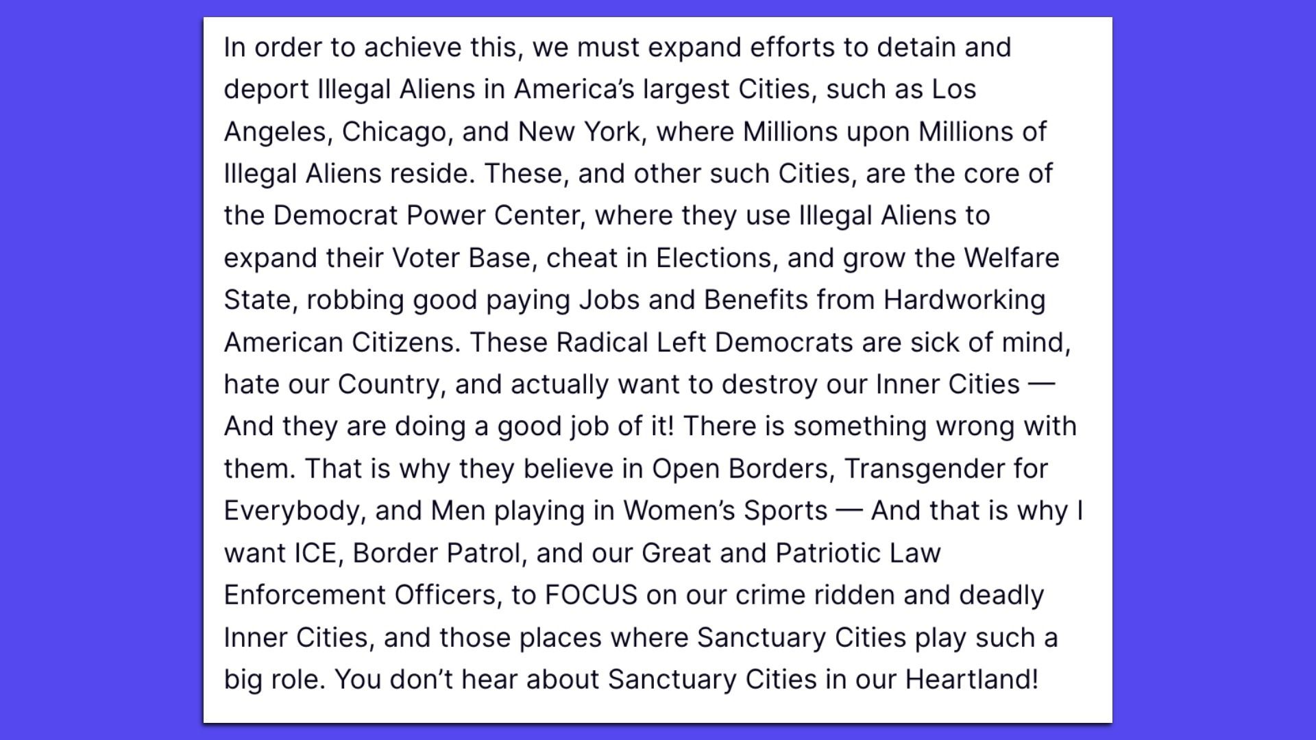 Trump Truth Social post