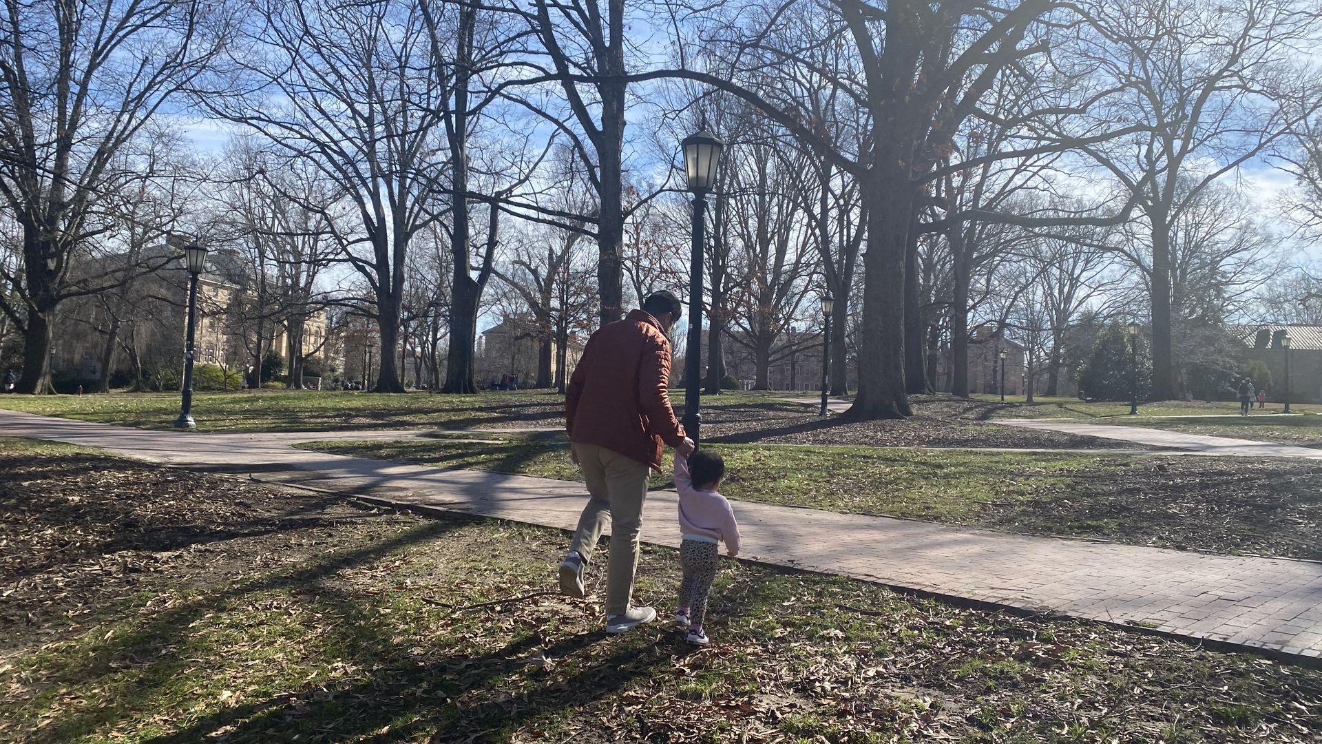 family on University of North Carolina campus