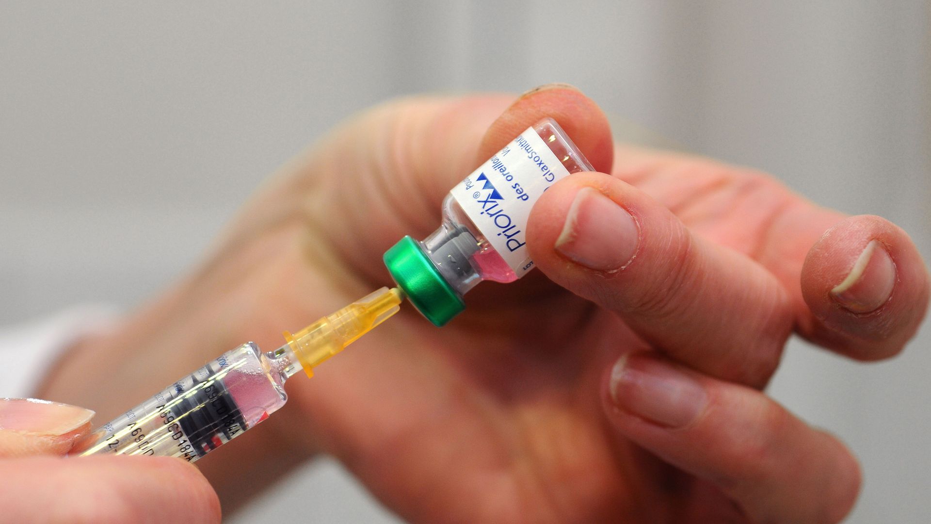 Measles vaccine with needle