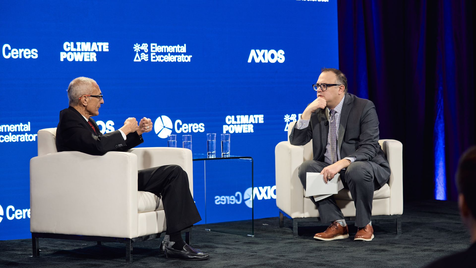 Senior presidential advisor for international climate policy John Podesta speaks during an Axios event on March 6. 