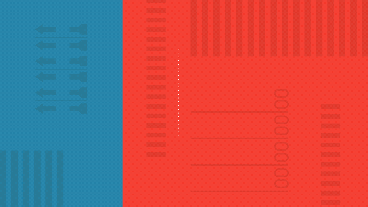 Animated illustration of the state of Ohio rotating to reveal a checkmark over a divided red and blue background with ballot elements.
