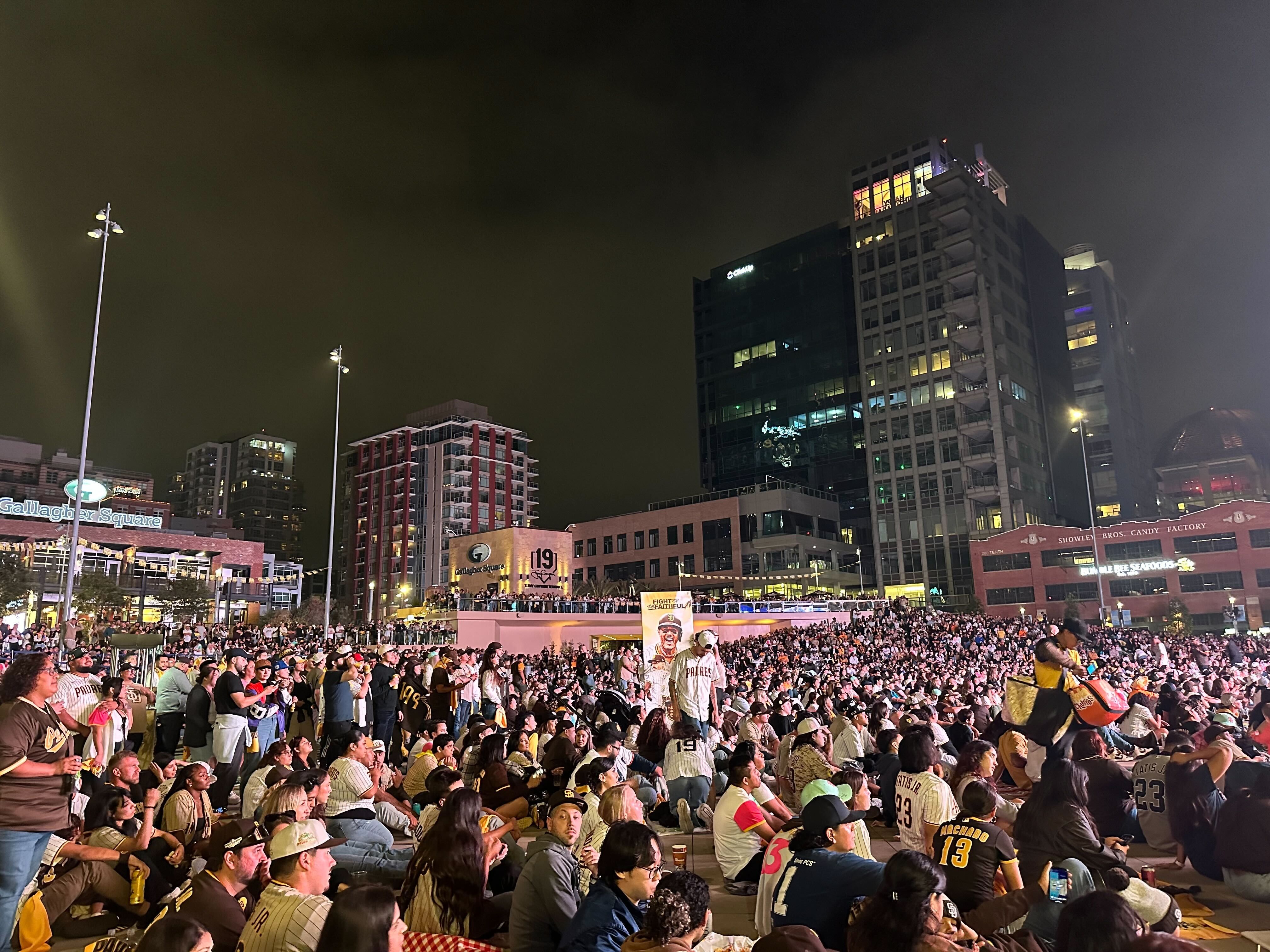 Fans in Petco Park's Gallagher Square Saturday night