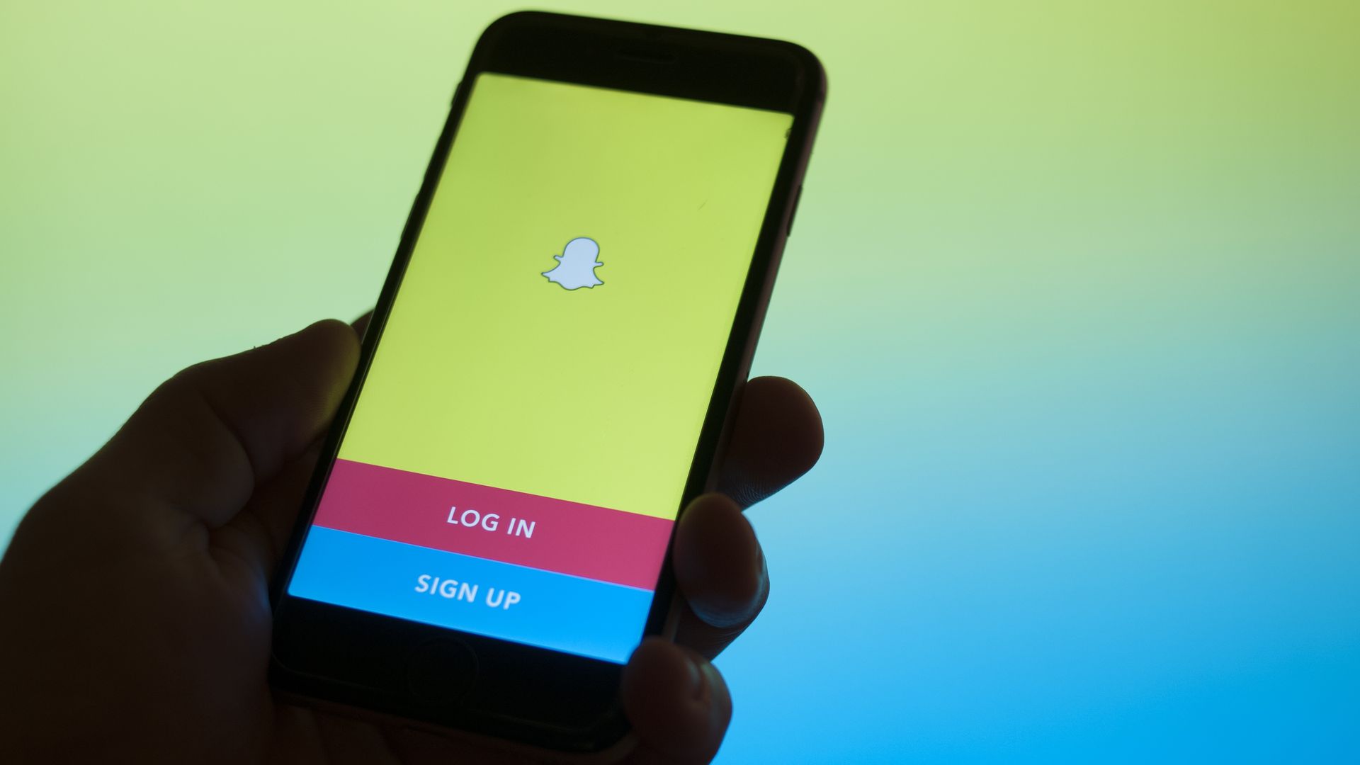The Snapchat image messaging and multimedia application is seen on an iPhone 