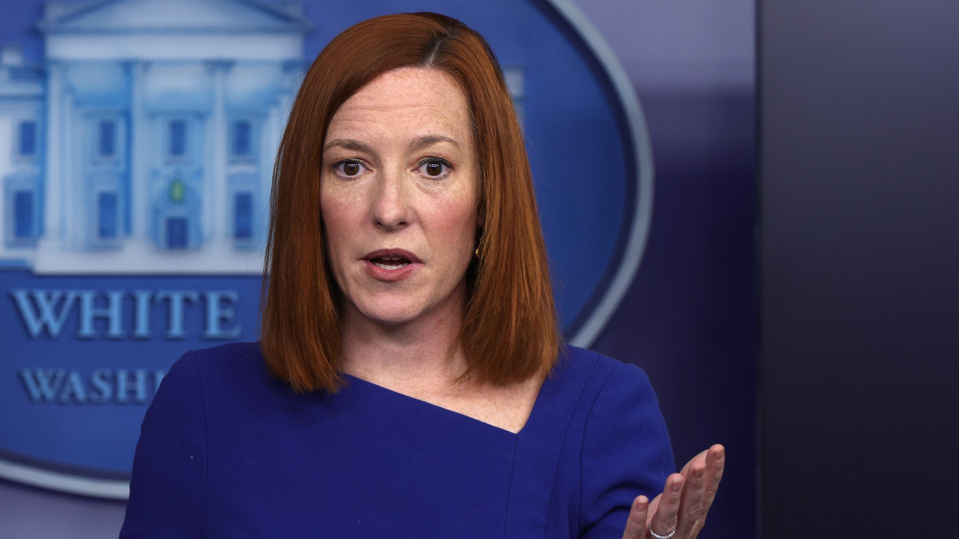 White House Press Secretary Jen Psaki speaks during a news briefing at the James Brady Press Briefing Room of the White House February 22, 2021 in Washington, DC.