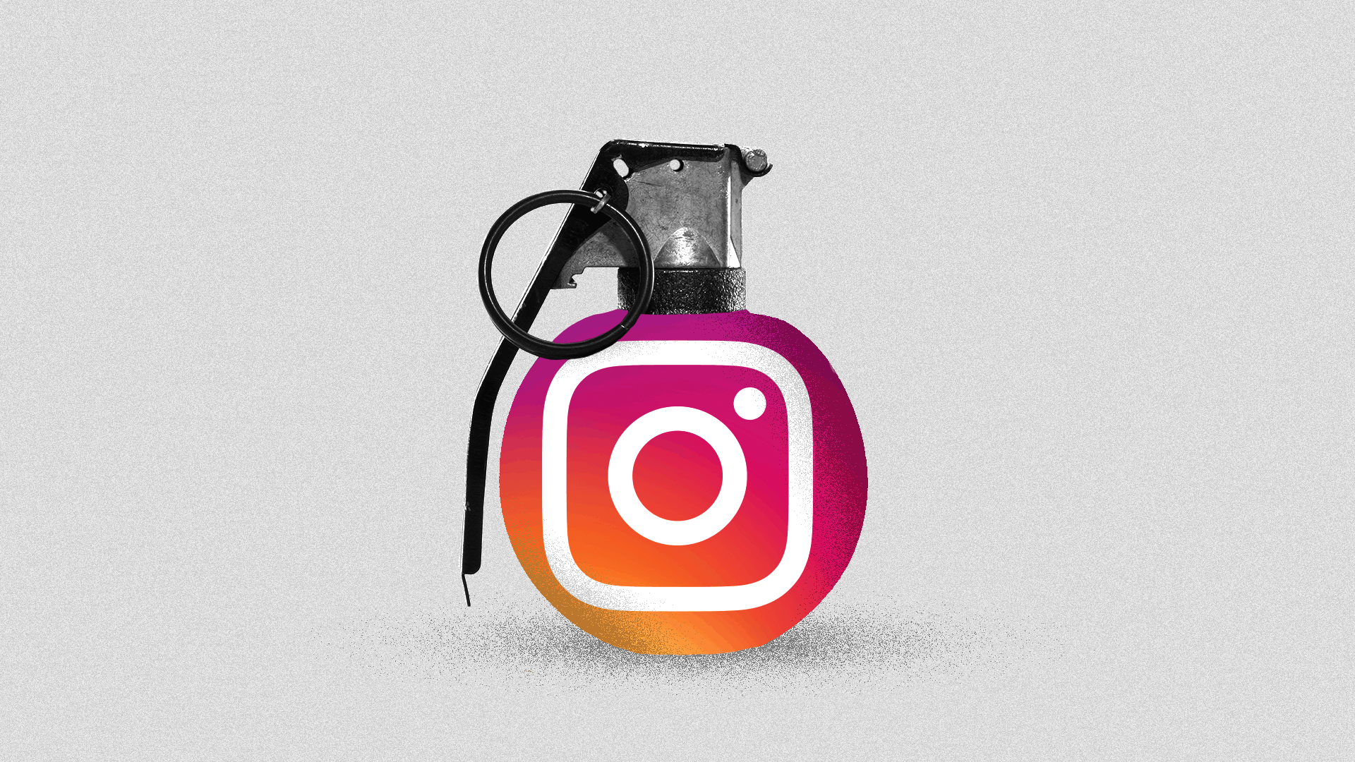 Illustration of the Instagram logo as a grenade. 