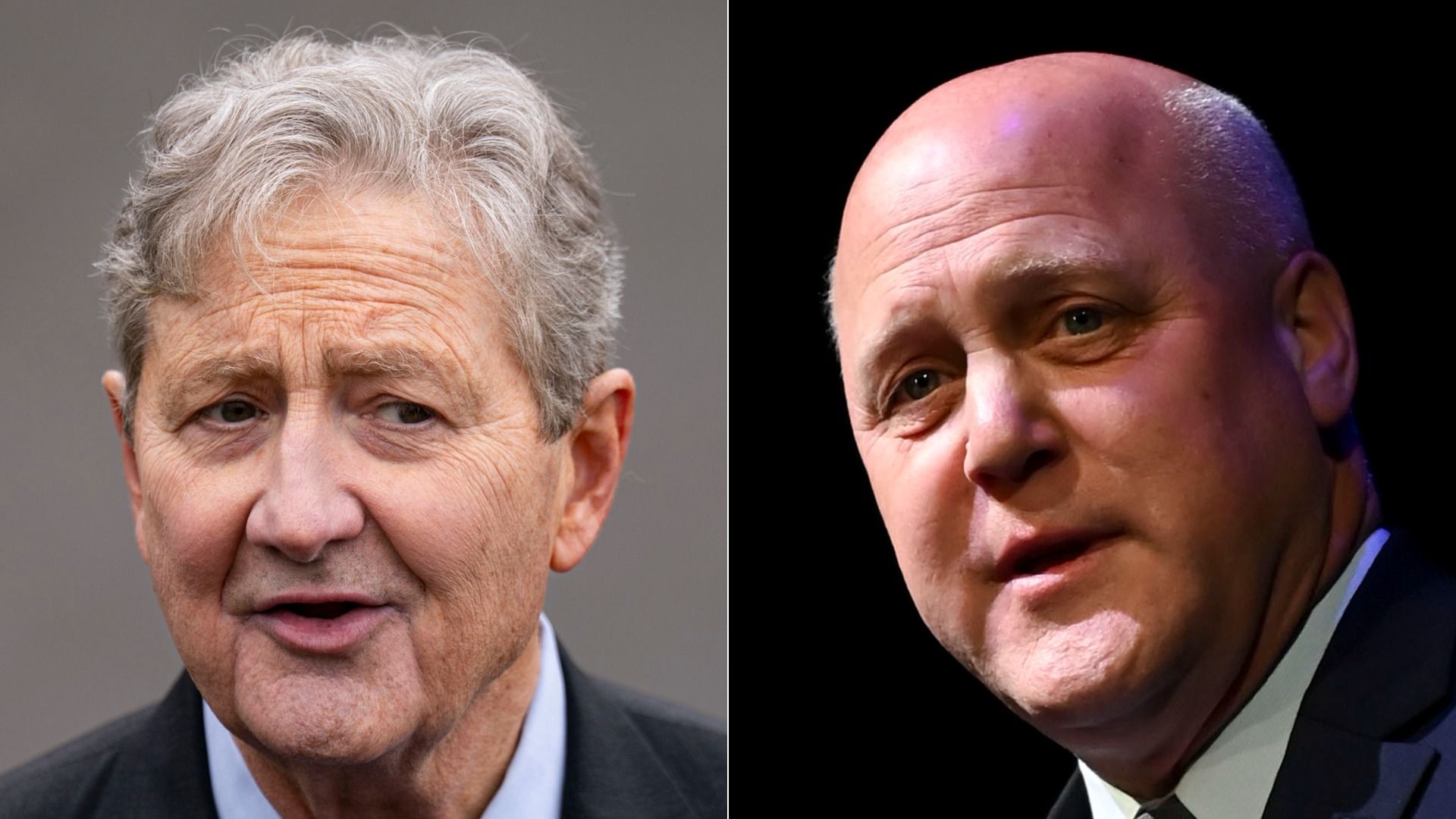 Image shows headshots of Sen. John Kennedy and Mitch Landrieu.