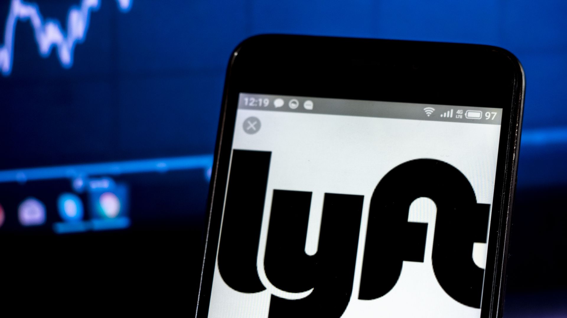 Lyft company logo seen displayed on a smart phone.