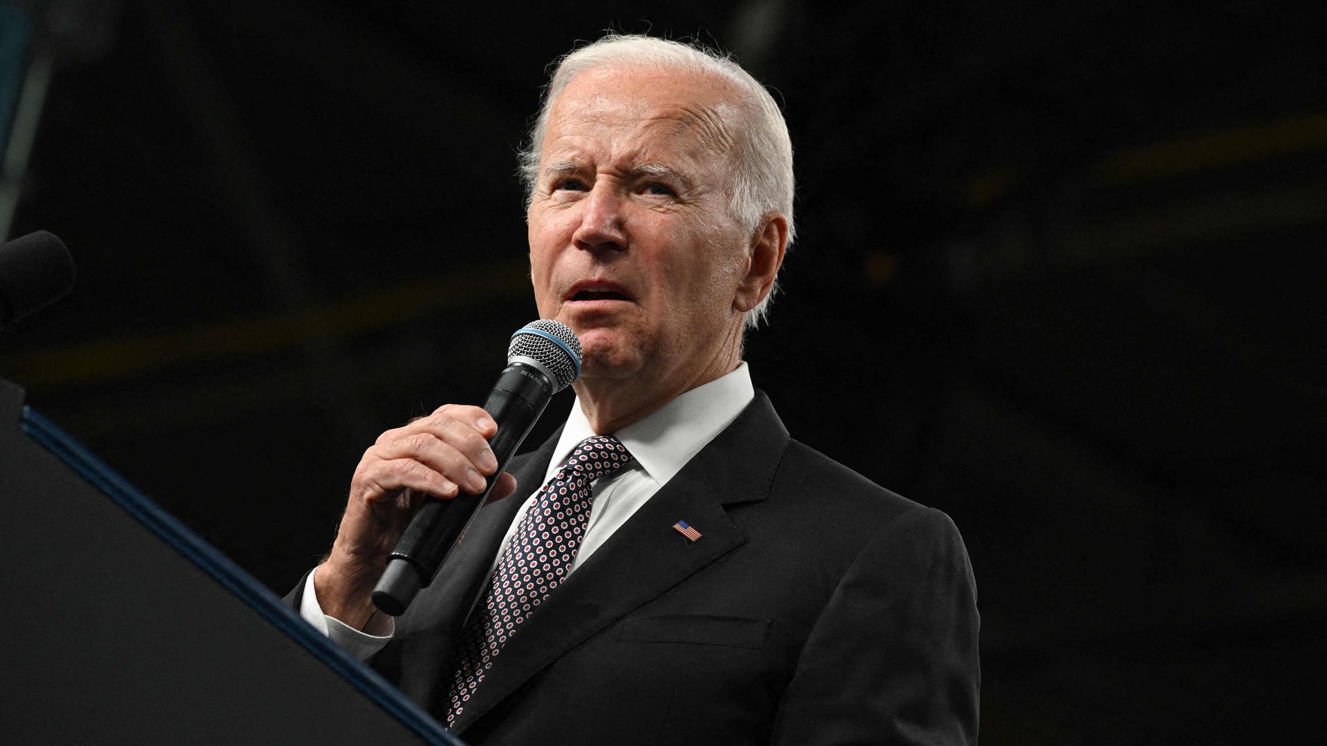 President Joe Biden delivers remarks at the IBM facility in Poughkeepsie, New York.
