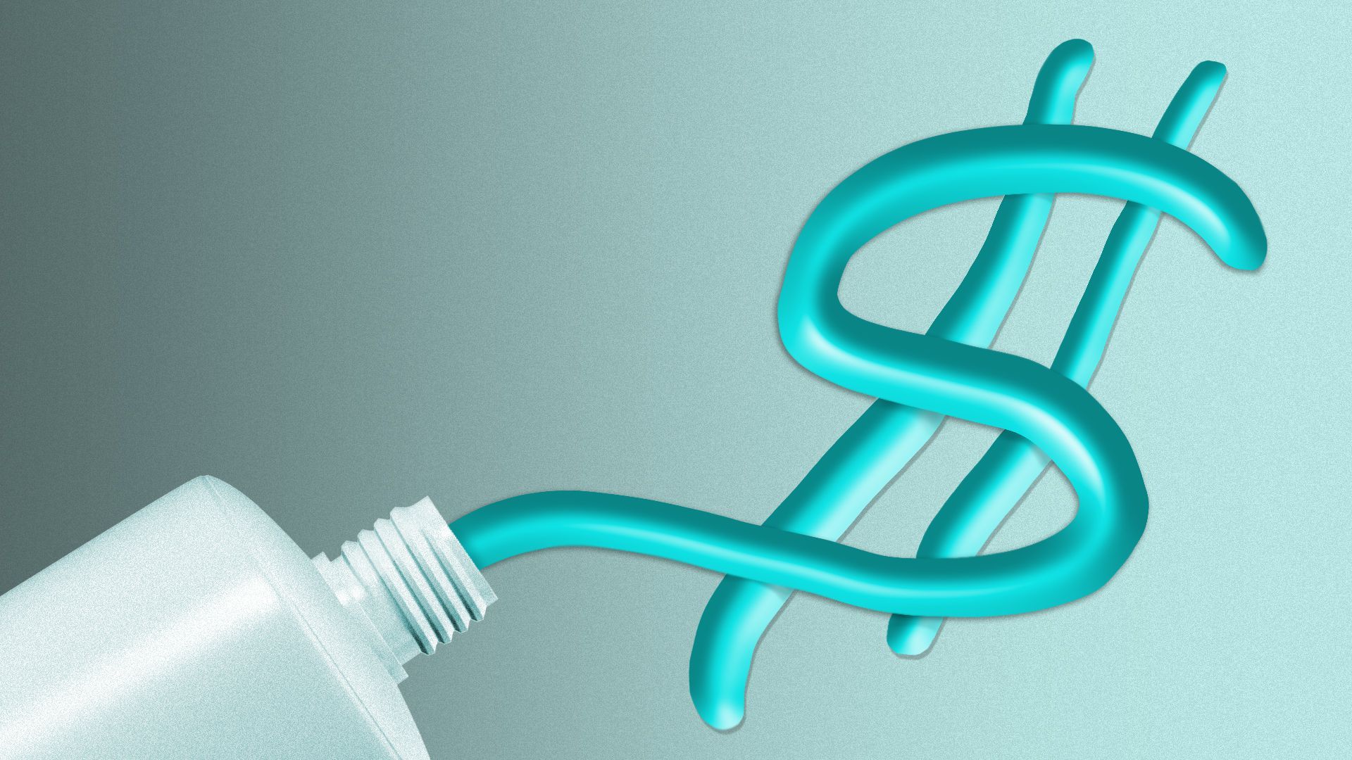 Illustration of toothpaste forming a dollar symbol.